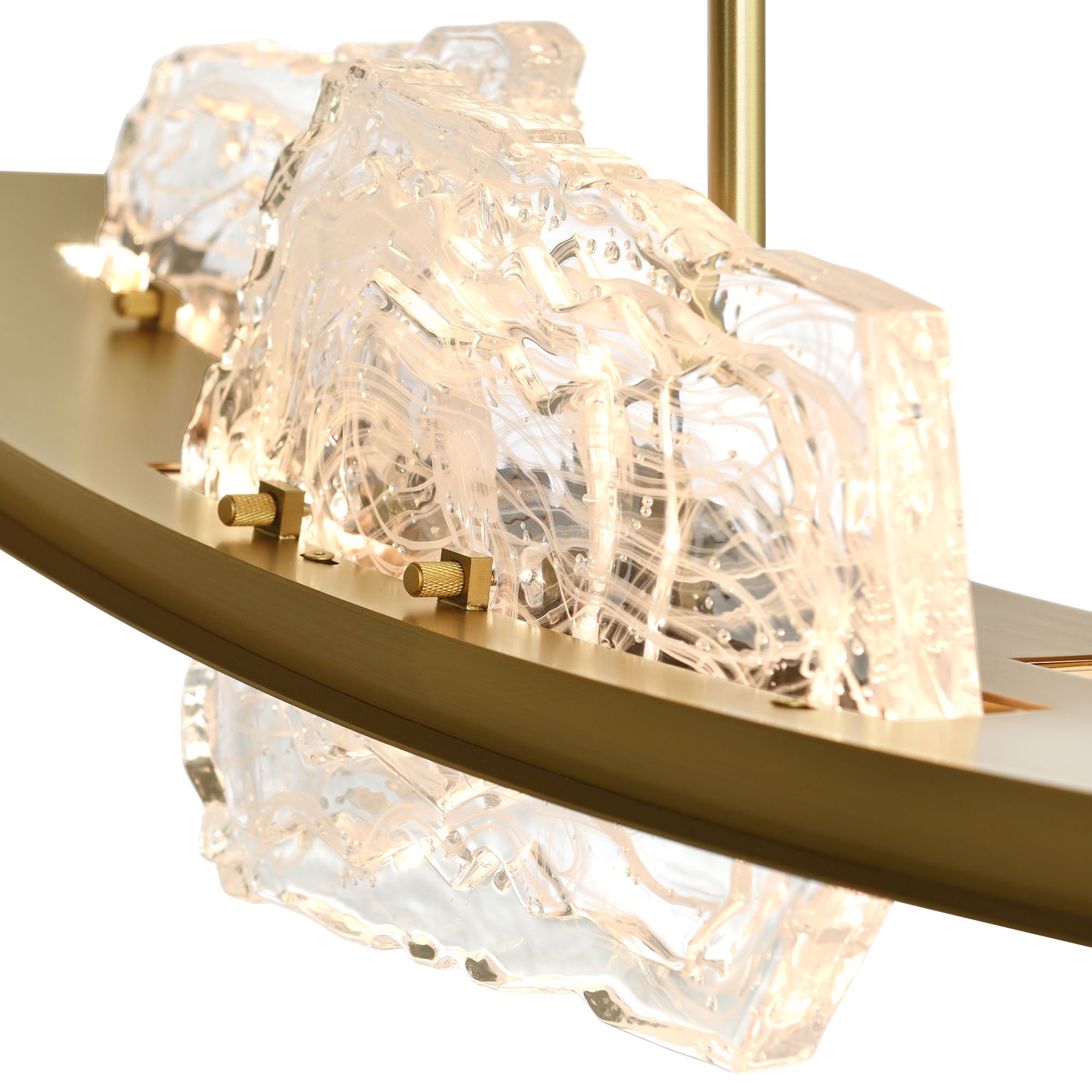 Arcus Integrated LED 50in Brass Chandelier with Handcrafted Glass