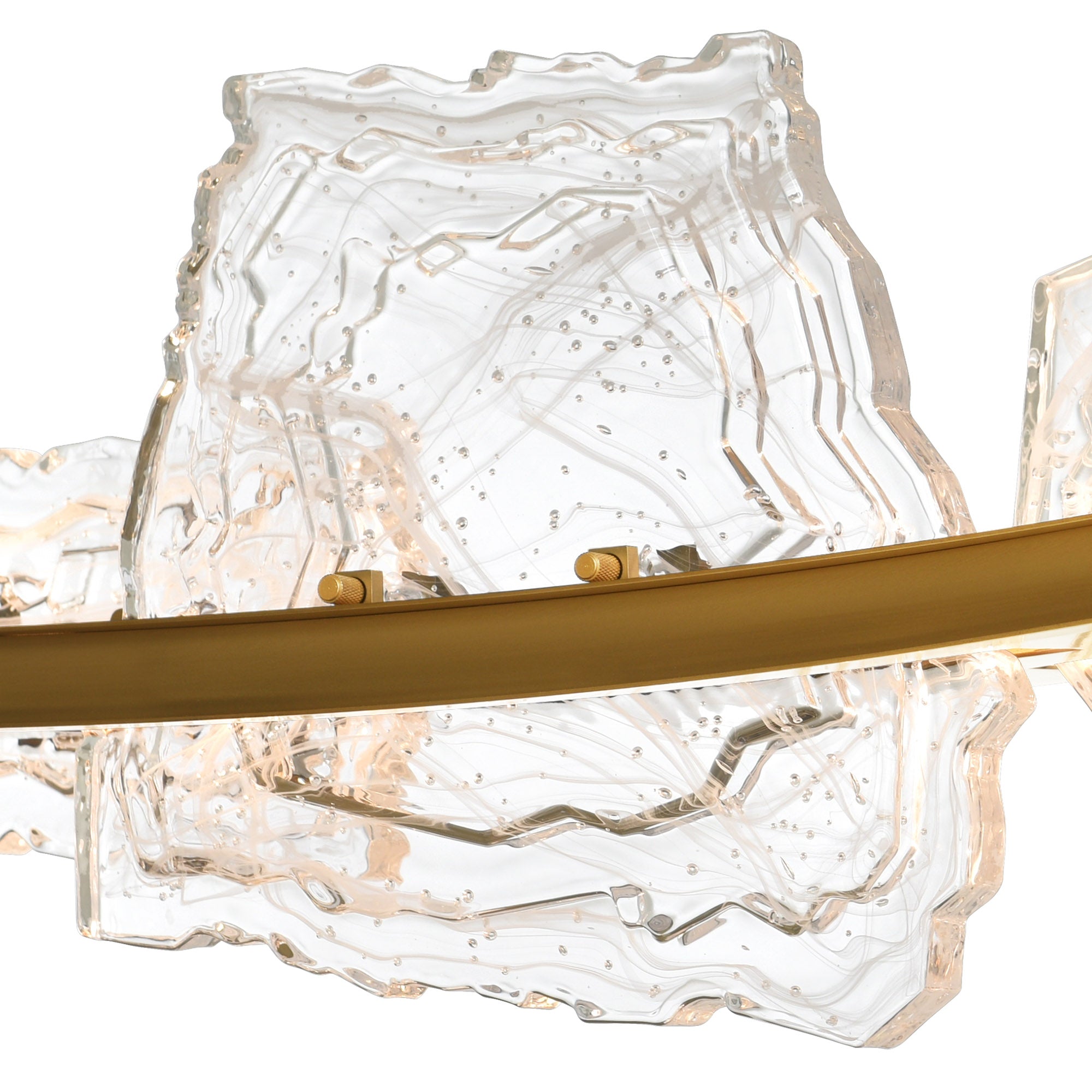 Arcus Integrated LED 50in Brass Chandelier with Handcrafted Glass