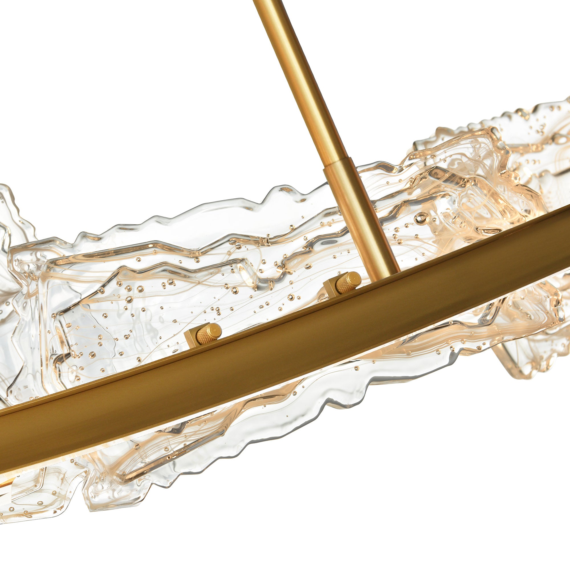 Arcus Integrated LED 50in Brass Chandelier with Handcrafted Glass