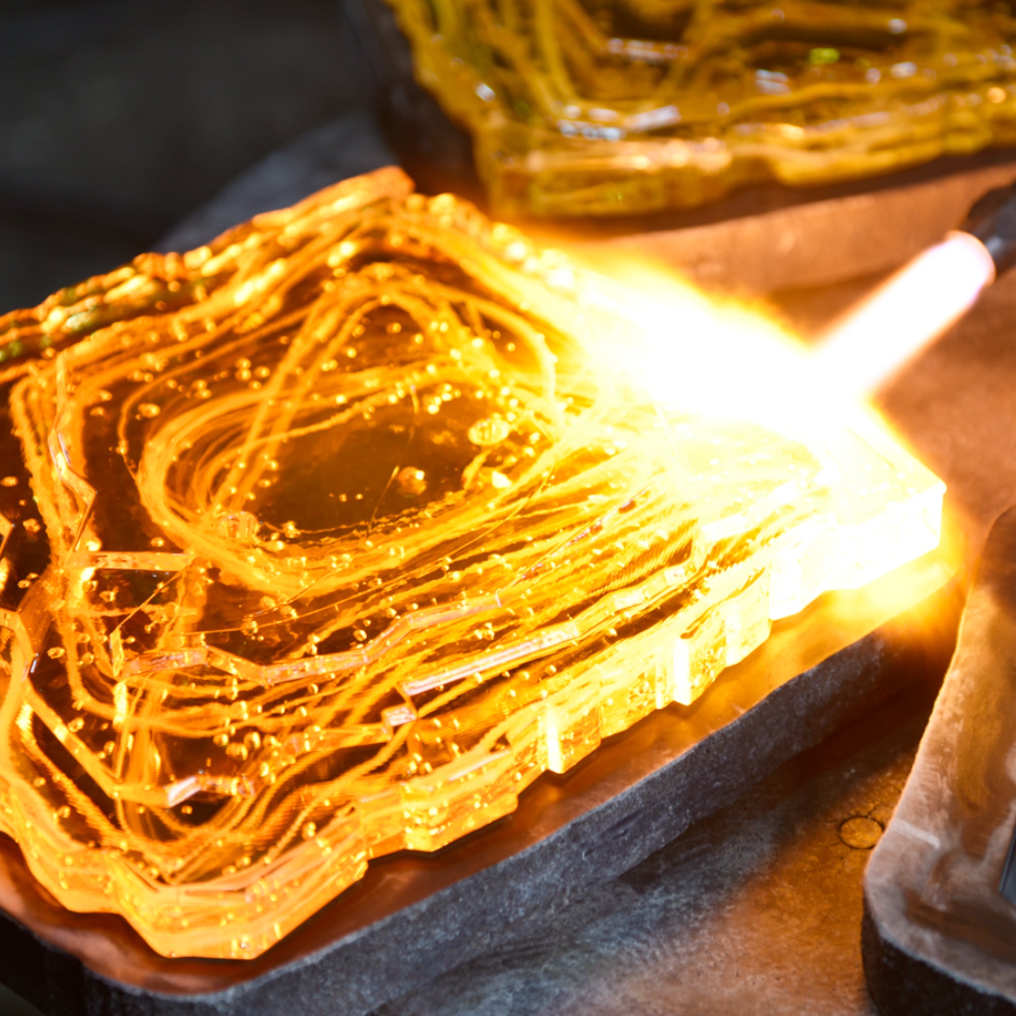 Arcus Integrated LED 50in Brass Chandelier with Handcrafted Glass