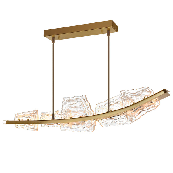 Arcus Integrated LED 50in Brass Chandelier with Handcrafted Glass
