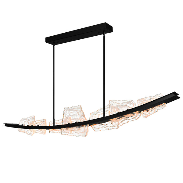 Arcus Integrated LED 70in Black Chandelier with Handcrafted Glass