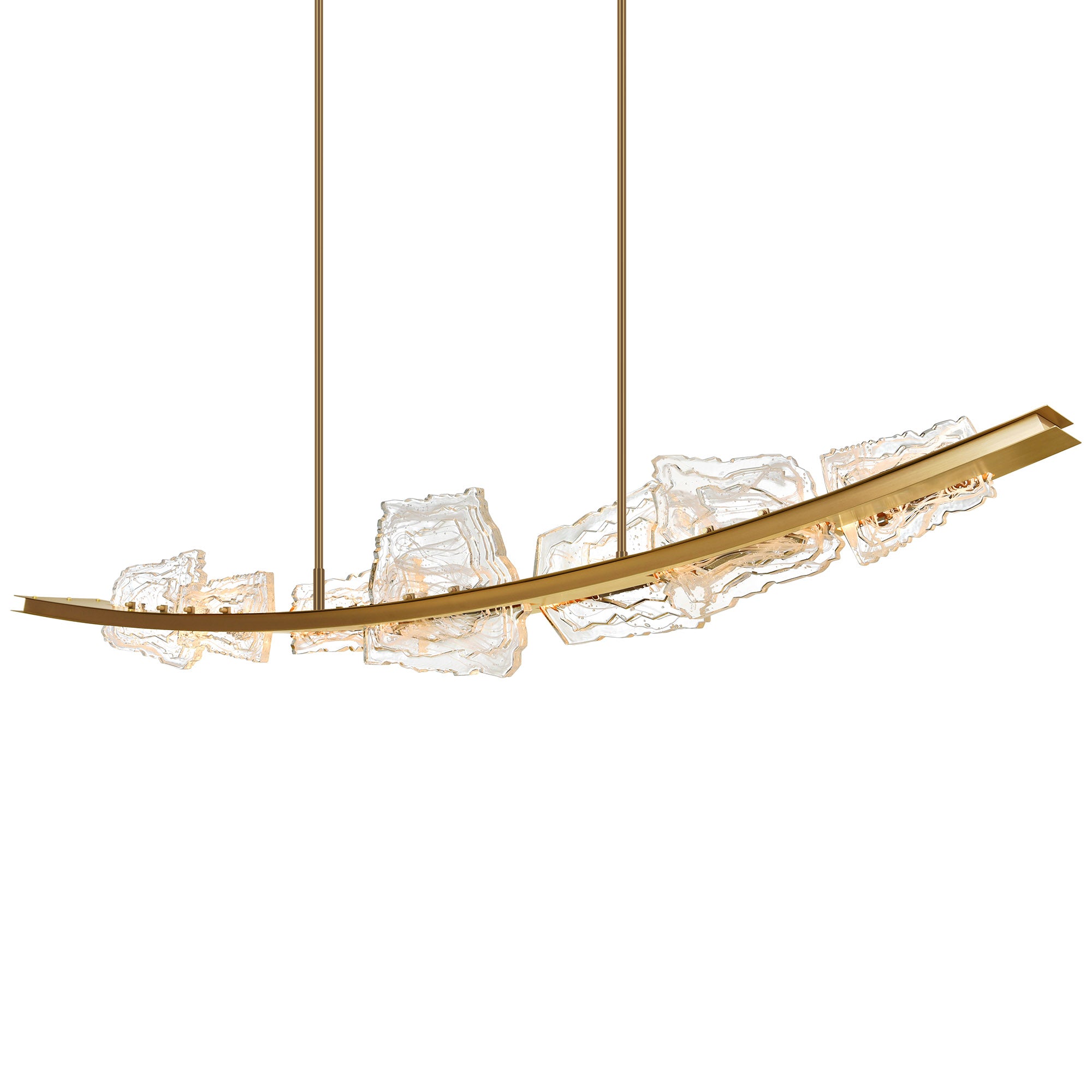 Arcus Integrated LED 70in Brass Chandelier with Handcrafted Glass