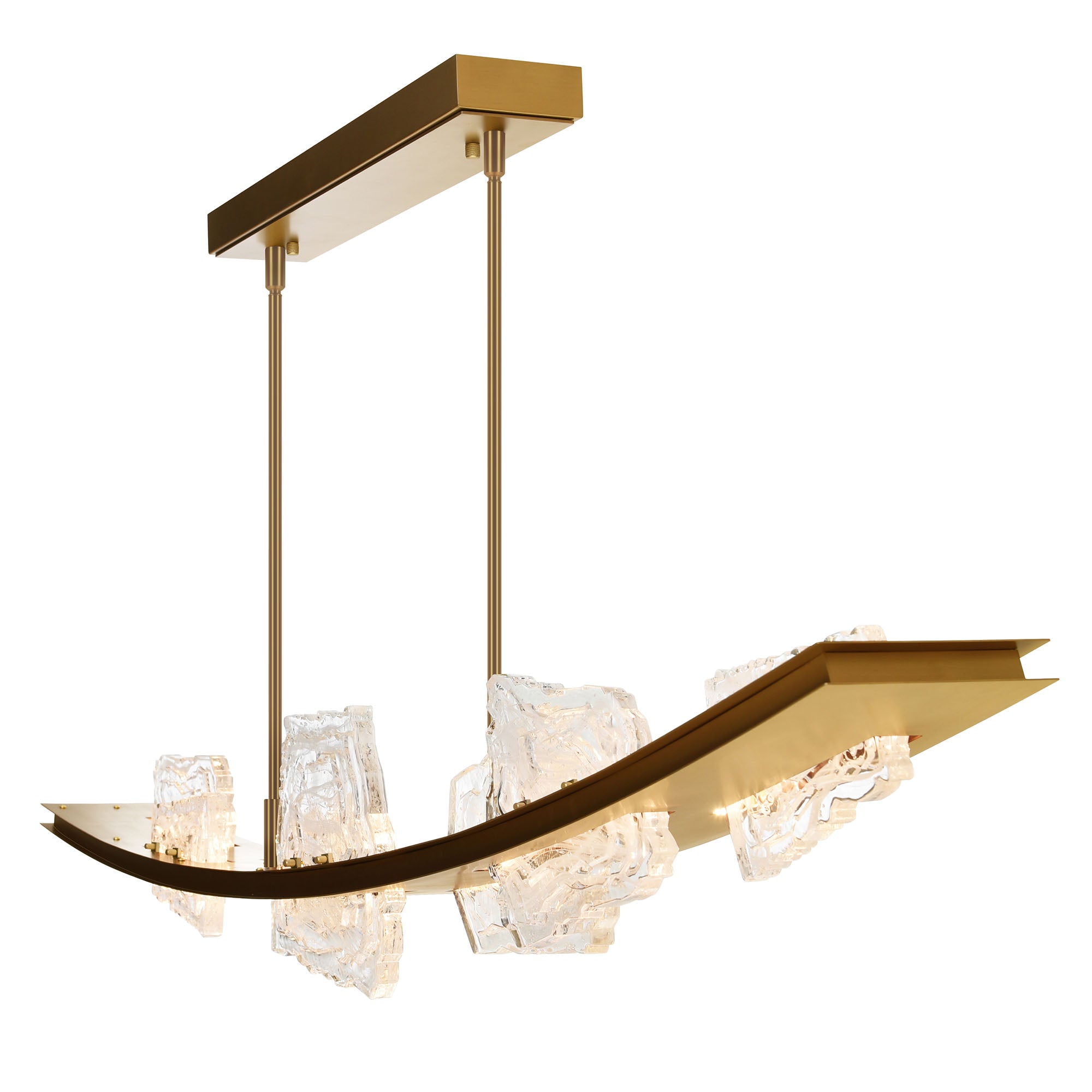 Arcus Integrated LED 70in Brass Chandelier with Handcrafted Glass