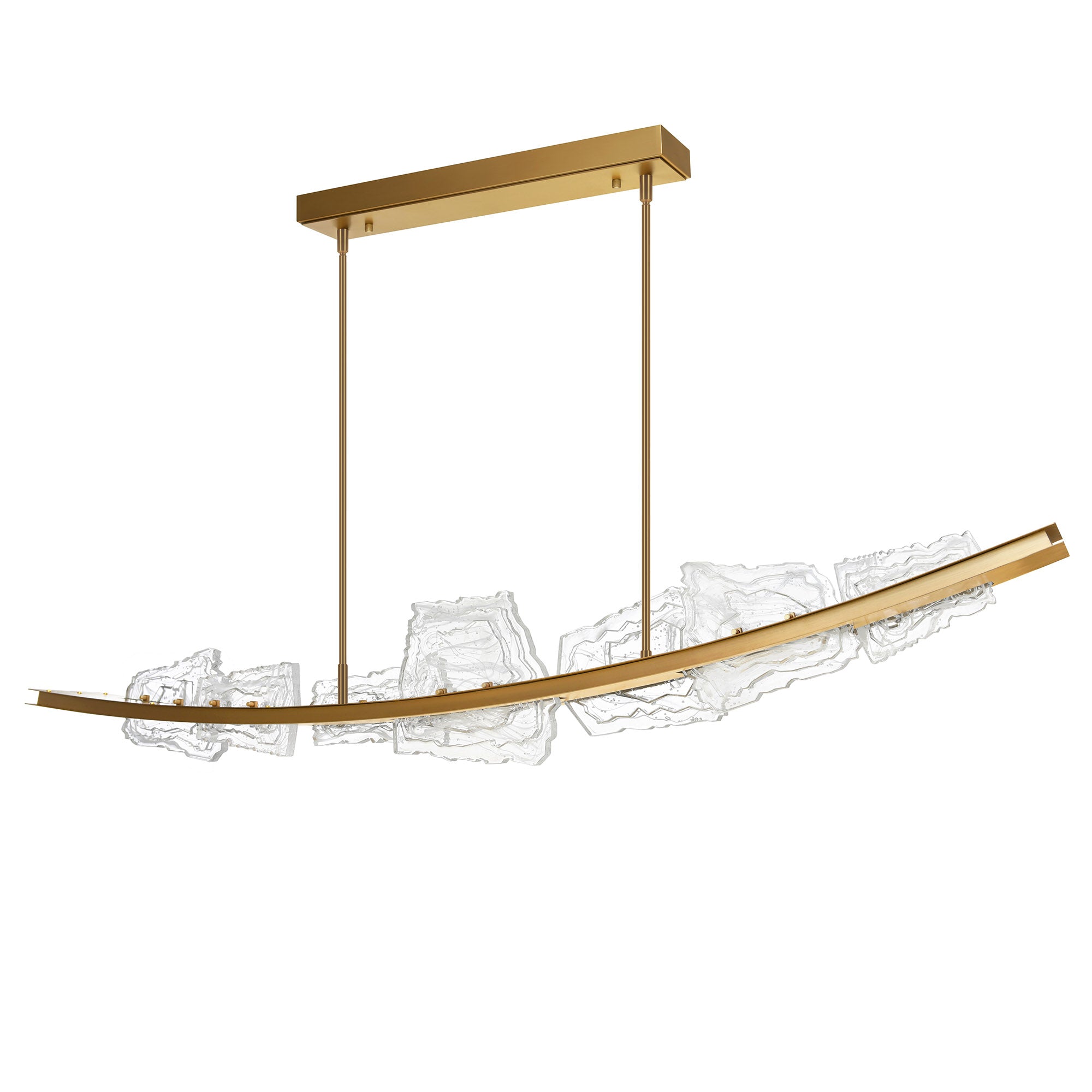 Arcus Integrated LED 70in Brass Chandelier with Handcrafted Glass