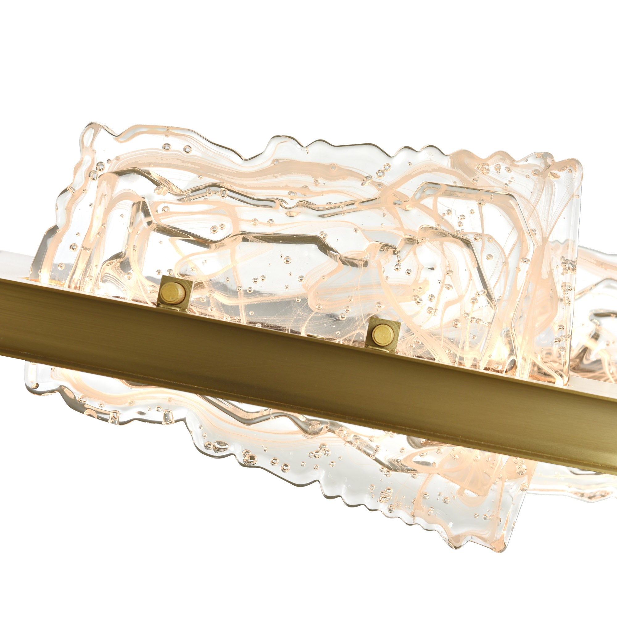 Arcus Integrated LED 70in Brass Chandelier with Handcrafted Glass