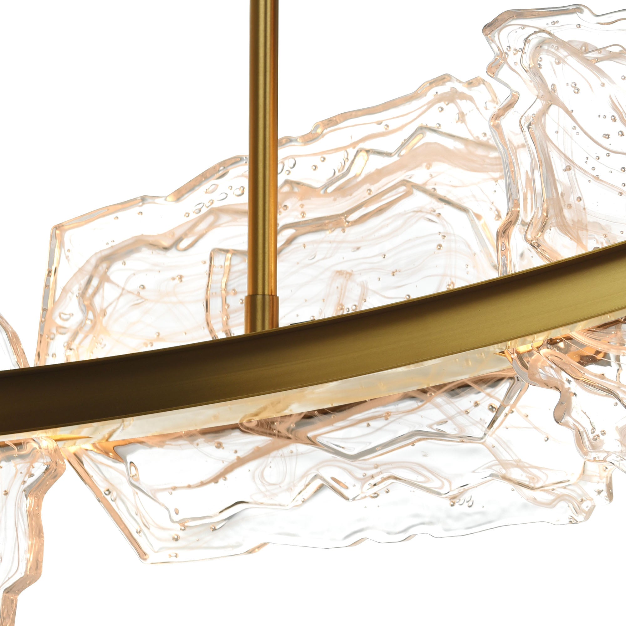 Arcus Integrated LED 70in Brass Chandelier with Handcrafted Glass