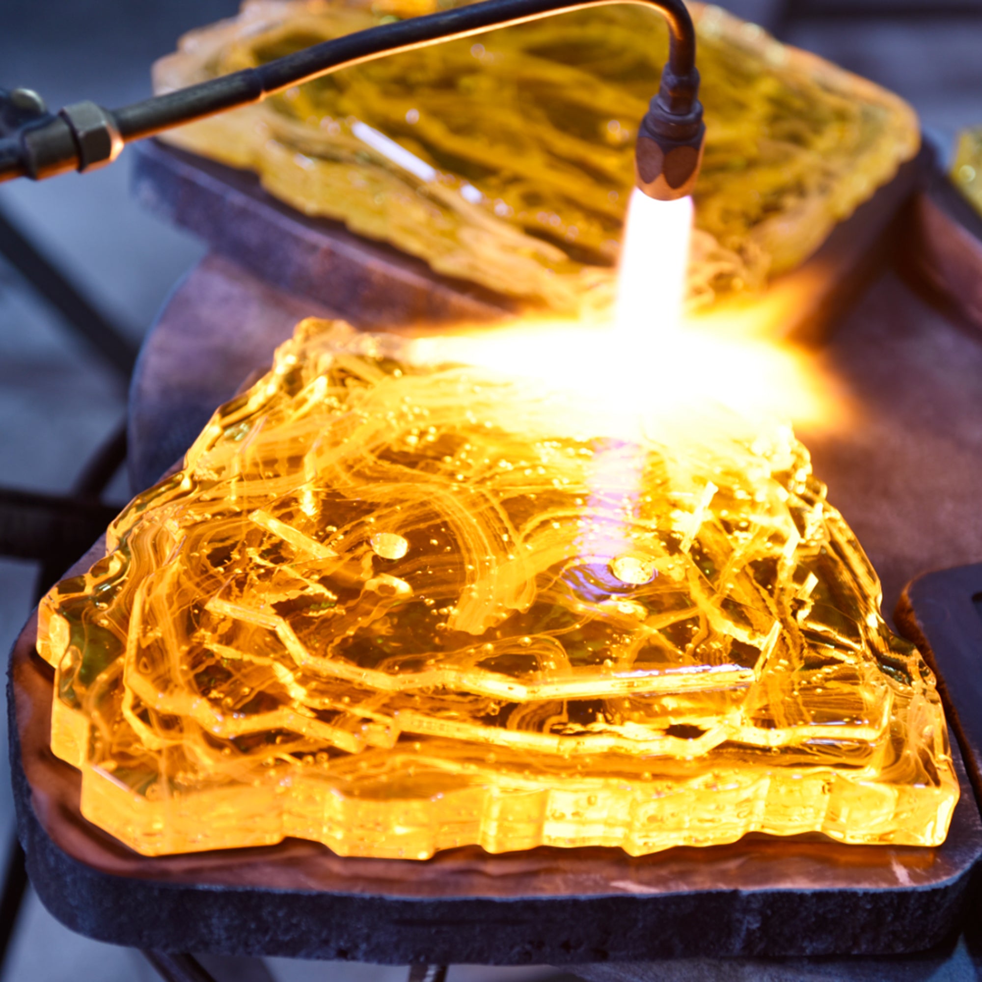 Arcus Integrated LED 70in Brass Chandelier with Handcrafted Glass