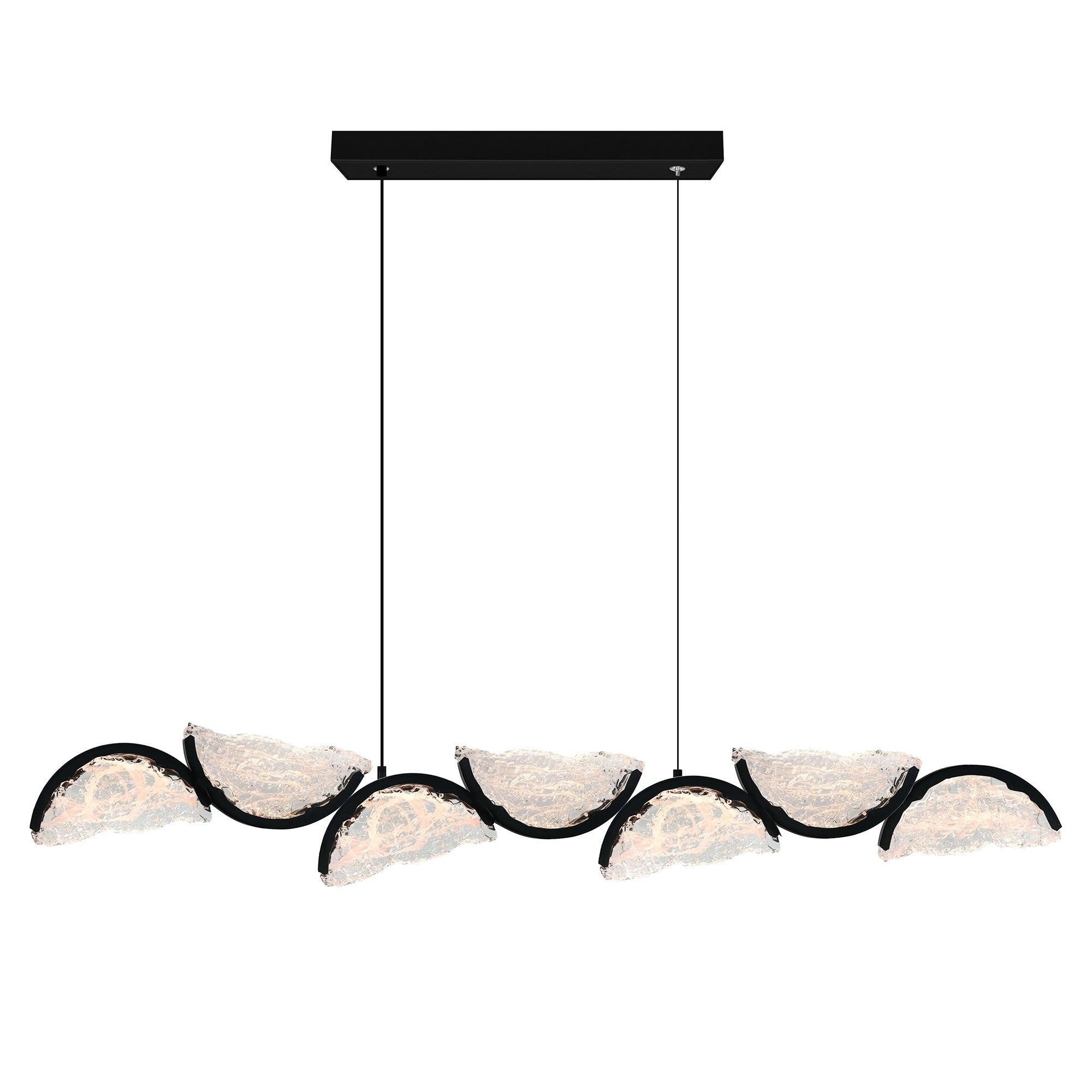 Moon Integrated LED 54in Black Chandelier with Handcrafted Glass