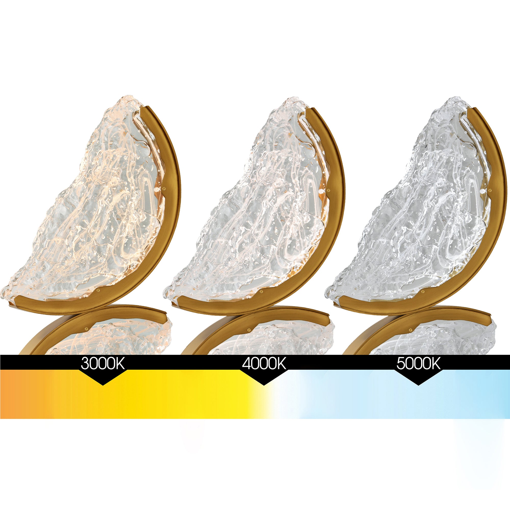 Moon Integrated LED 54in Brass Chandelier with Handcrafted Glass