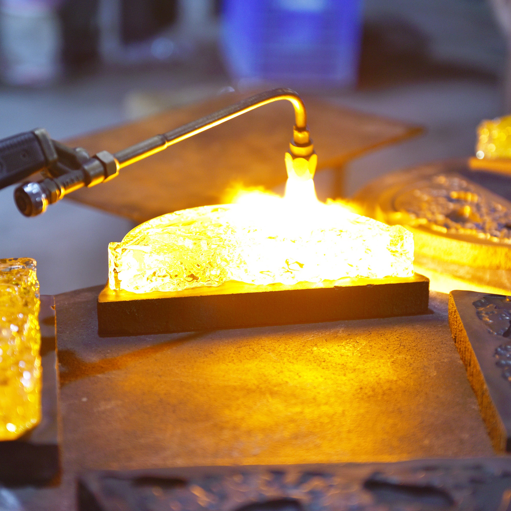 Moon Integrated LED 54in Brass Chandelier with Handcrafted Glass