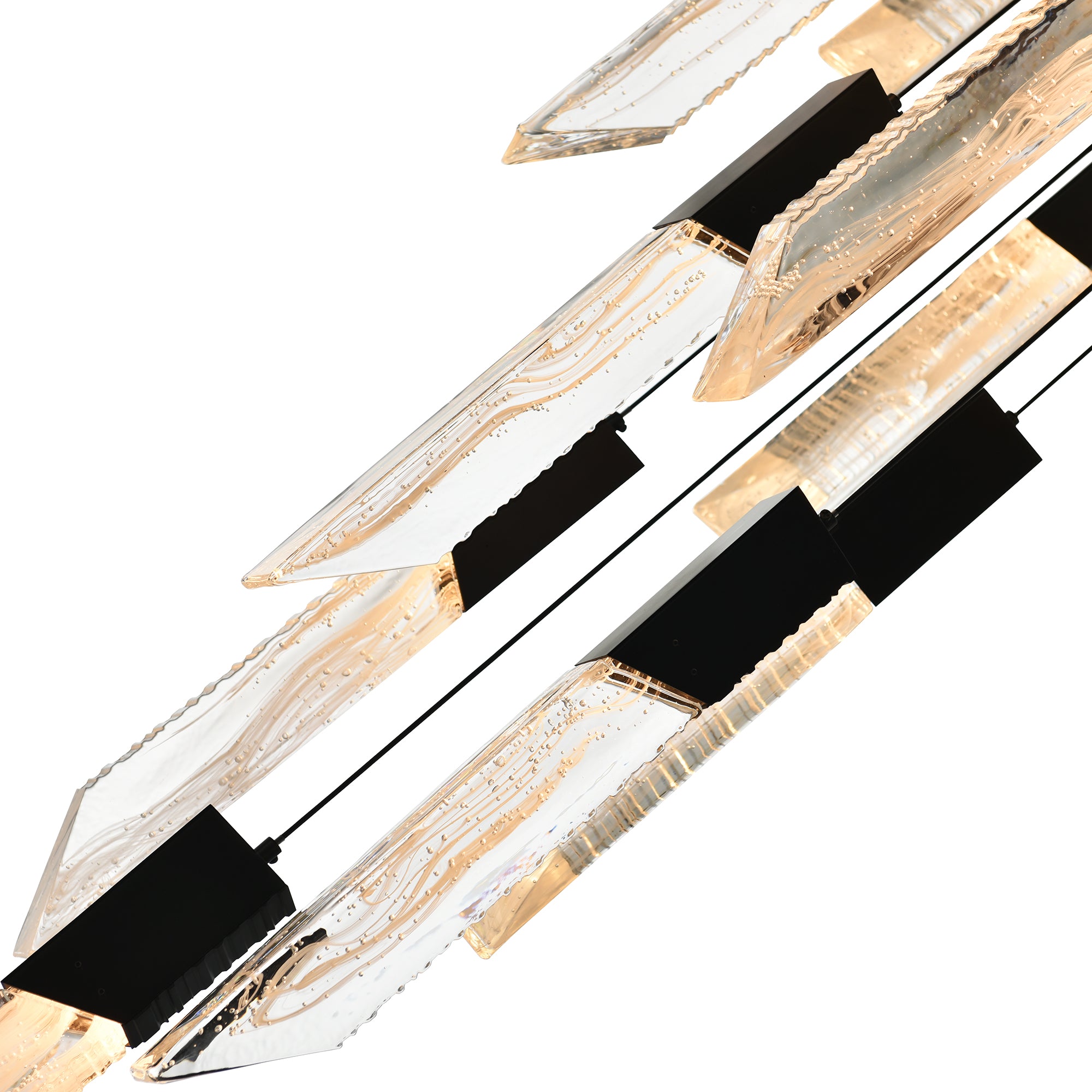 Petra Integrated LED 24in Black Chandelier with Handcrafted Glass