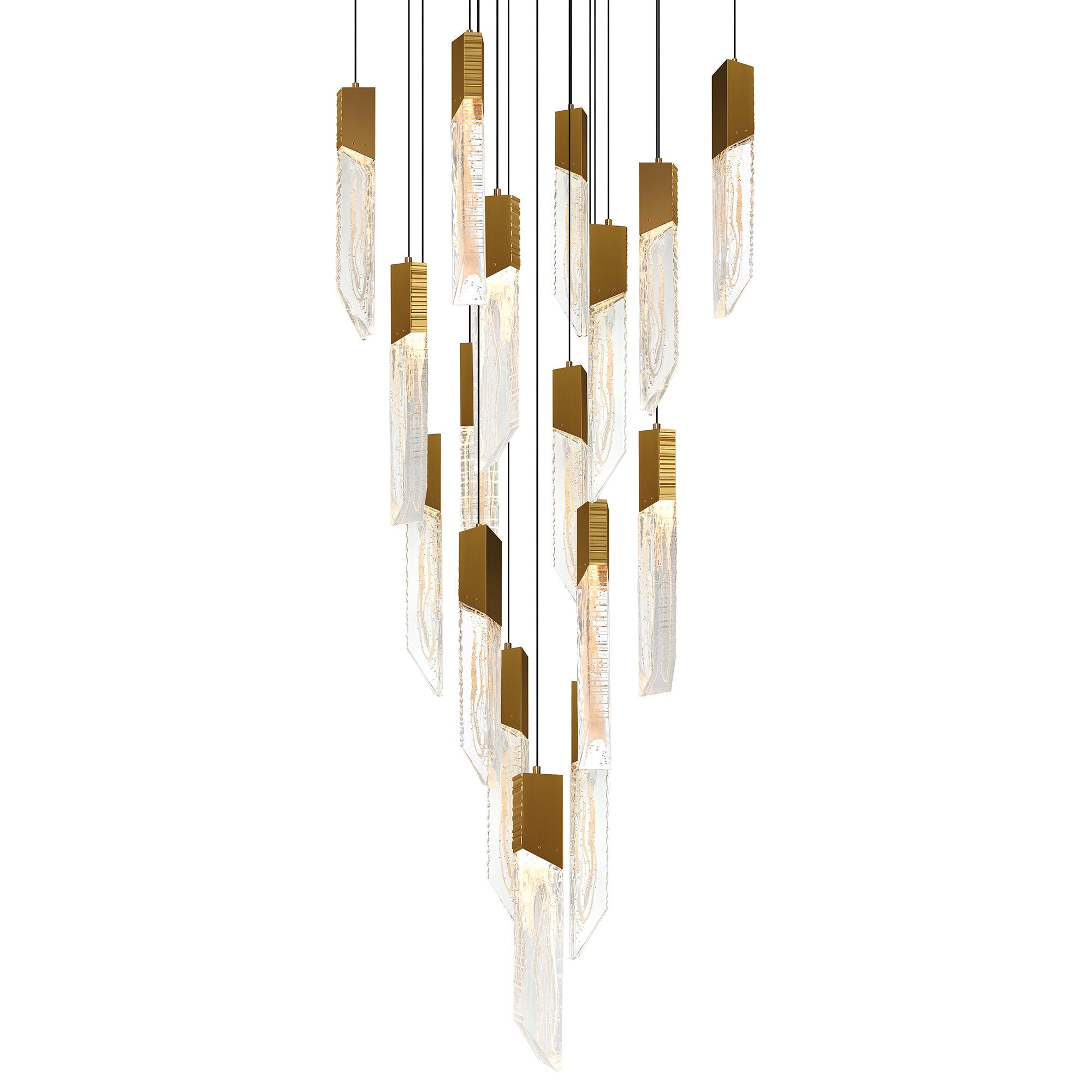 Petra Integrated LED 24in Brass Chandelier with Handcrafted Glass