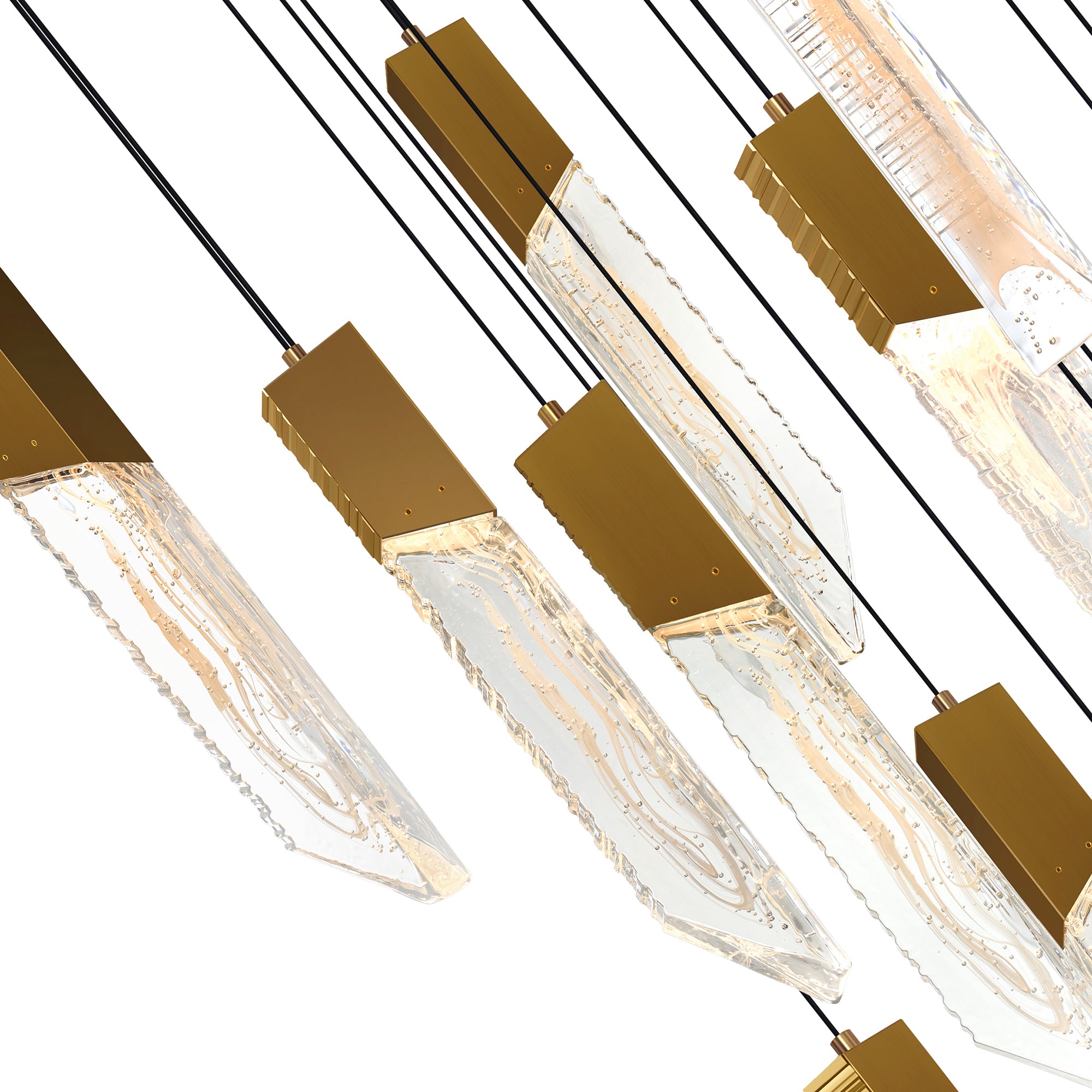 Petra Integrated LED 24in Brass Chandelier with Handcrafted Glass