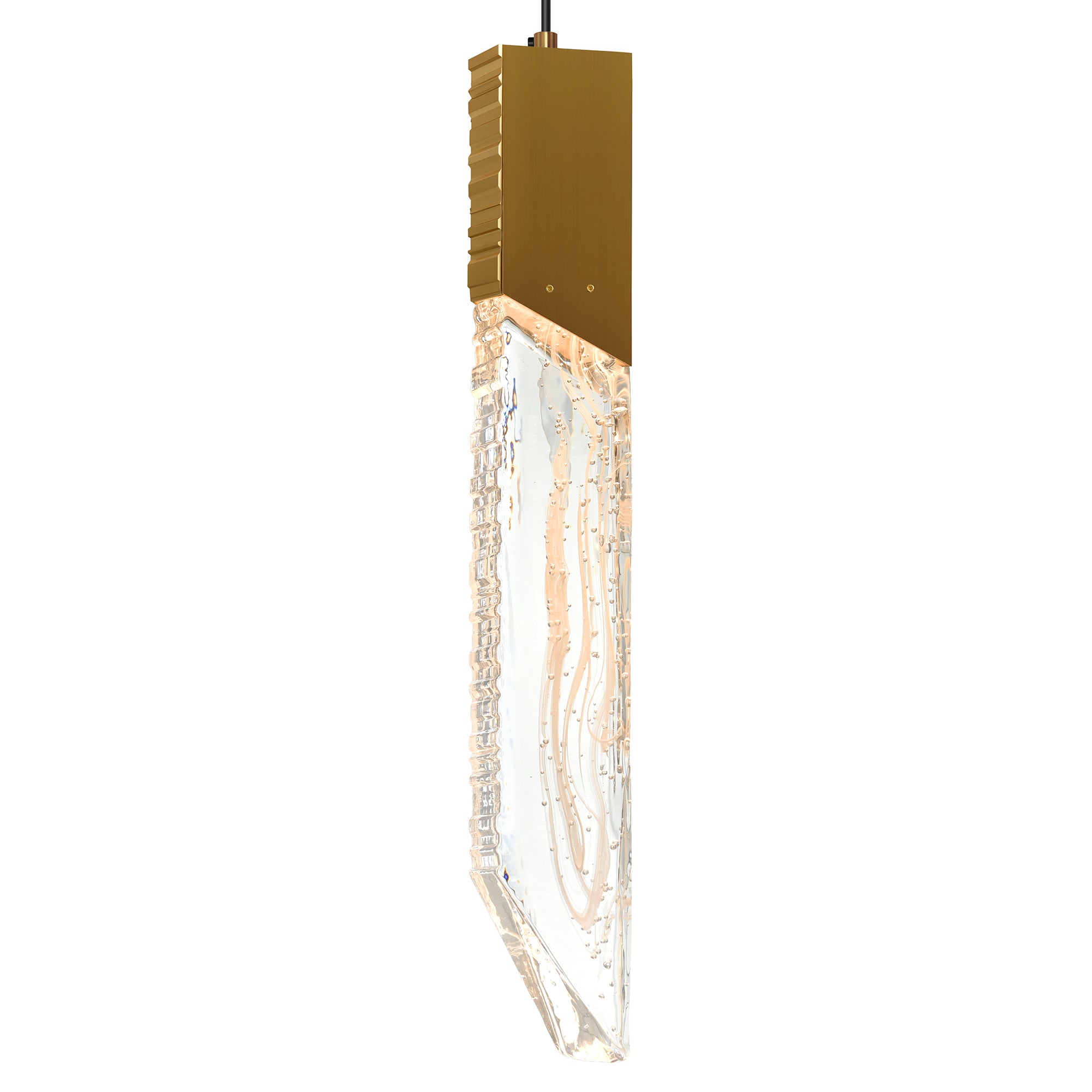 Petra Integrated LED 24in Brass Chandelier with Handcrafted Glass