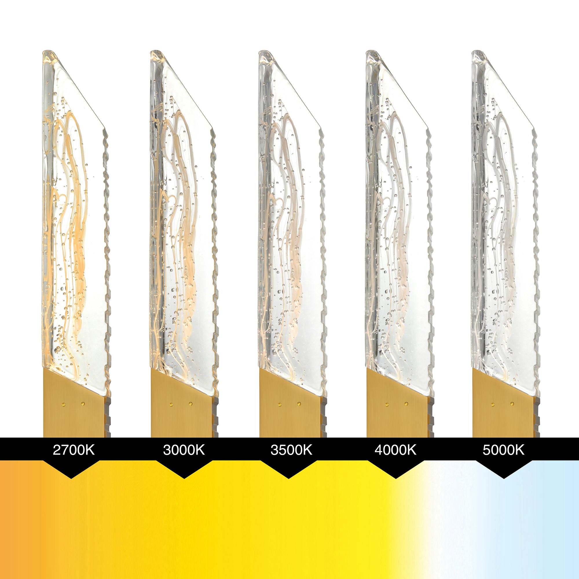 Petra Integrated LED 36in Brass Vanity Light with Handcrafted Glass