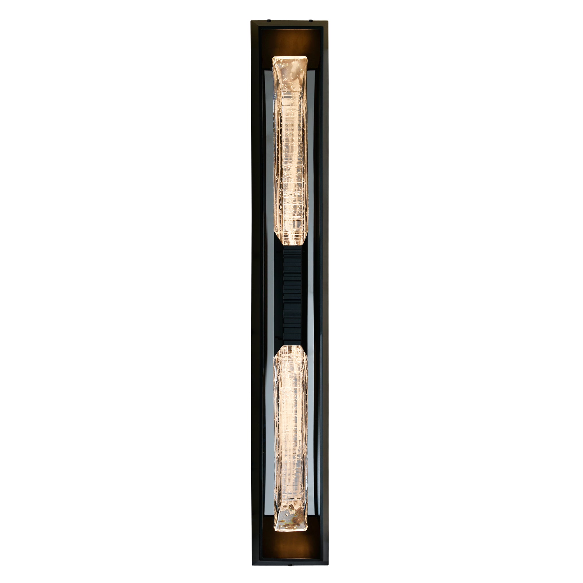 Petra Integrated LED 44in Sand Black Outdoor Wall Light with Handcrafted Glass