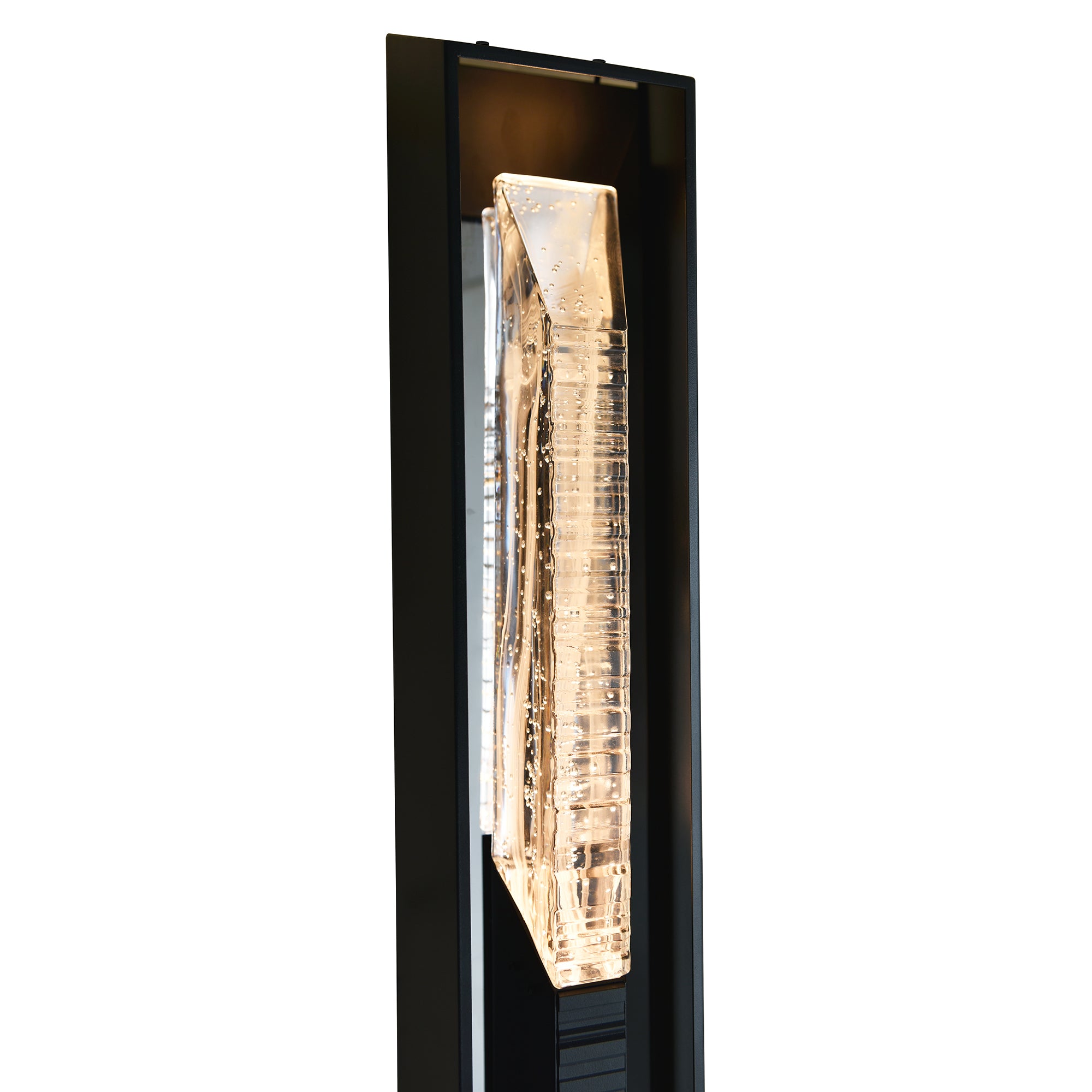 Petra Integrated LED 44in Sand Black Outdoor Wall Light with Handcrafted Glass