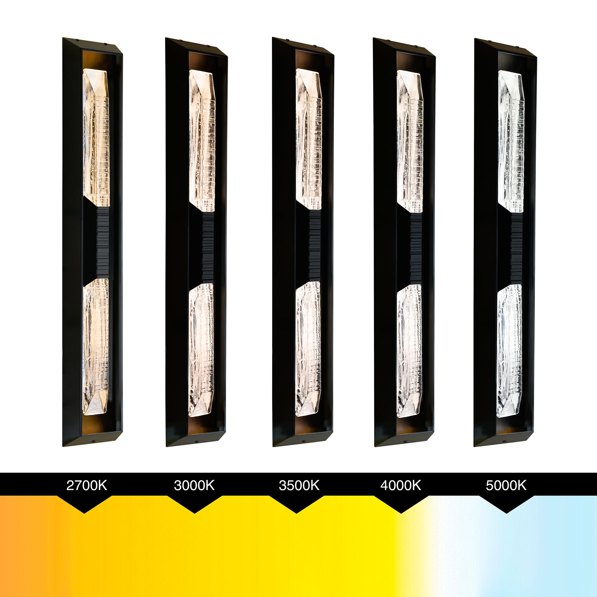 Petra Integrated LED 44in Sand Black Outdoor Wall Light with Handcrafted Glass