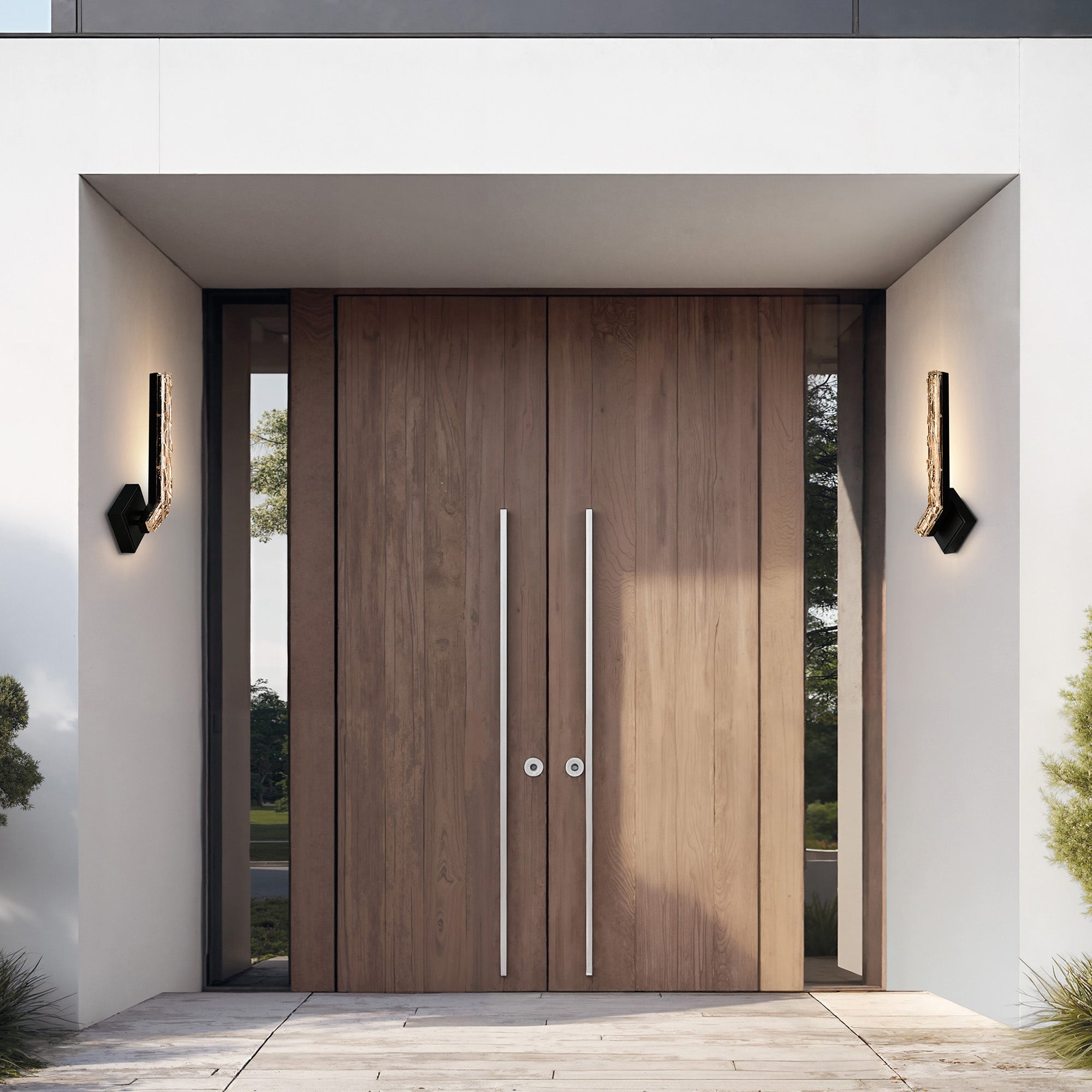 Contour Integrated LED 19in Sand Black Indoor-Outdoor Wall Light with Handcrafted Glass