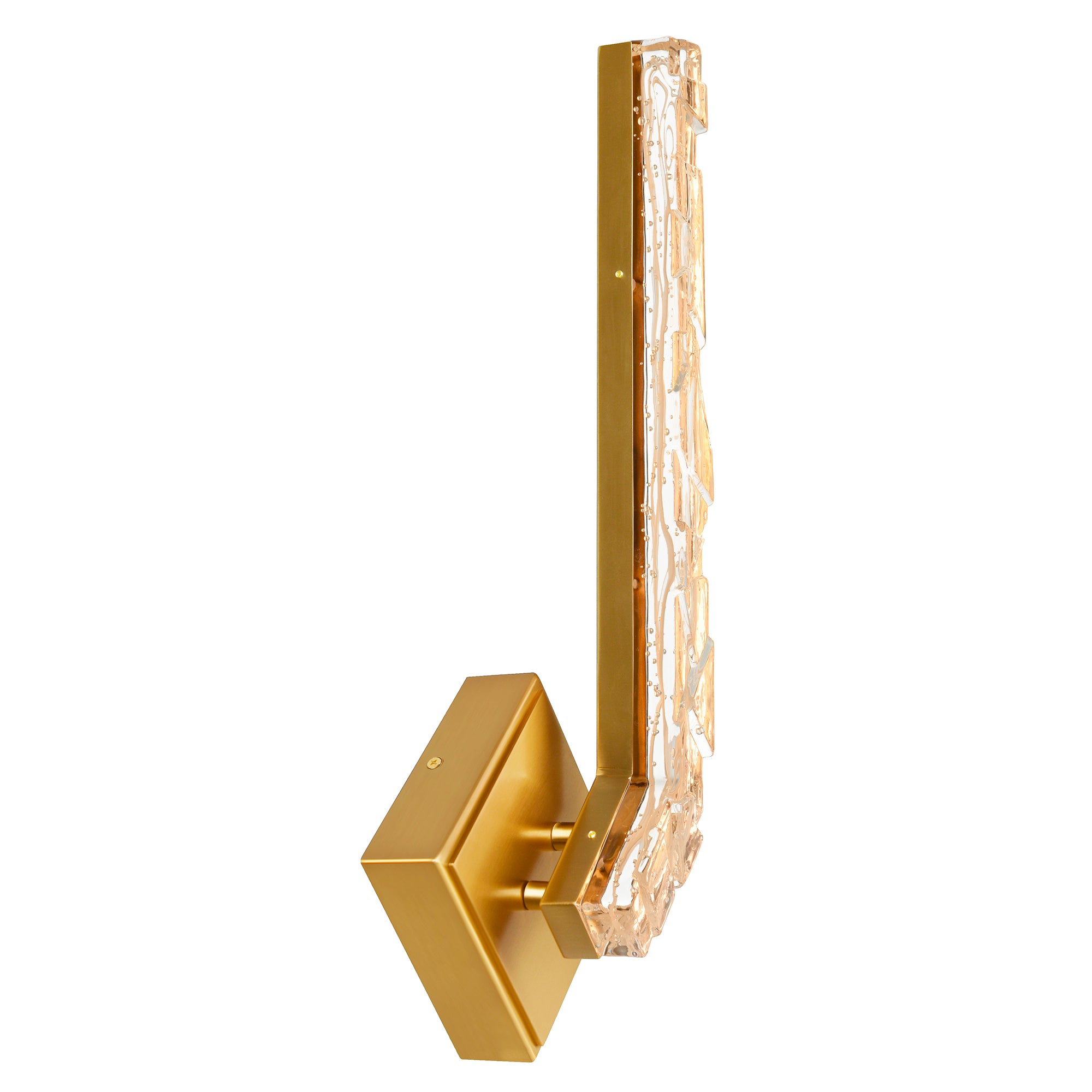 Contour Integrated LED 19in Brass Wall Light with Handcrafted Glass