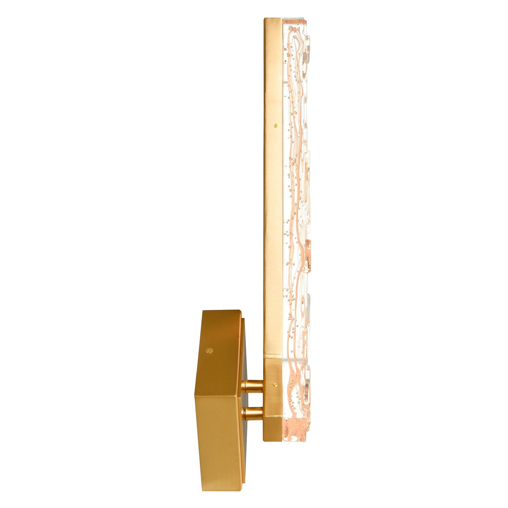 Contour Integrated LED 19in Brass Wall Light with Handcrafted Glass