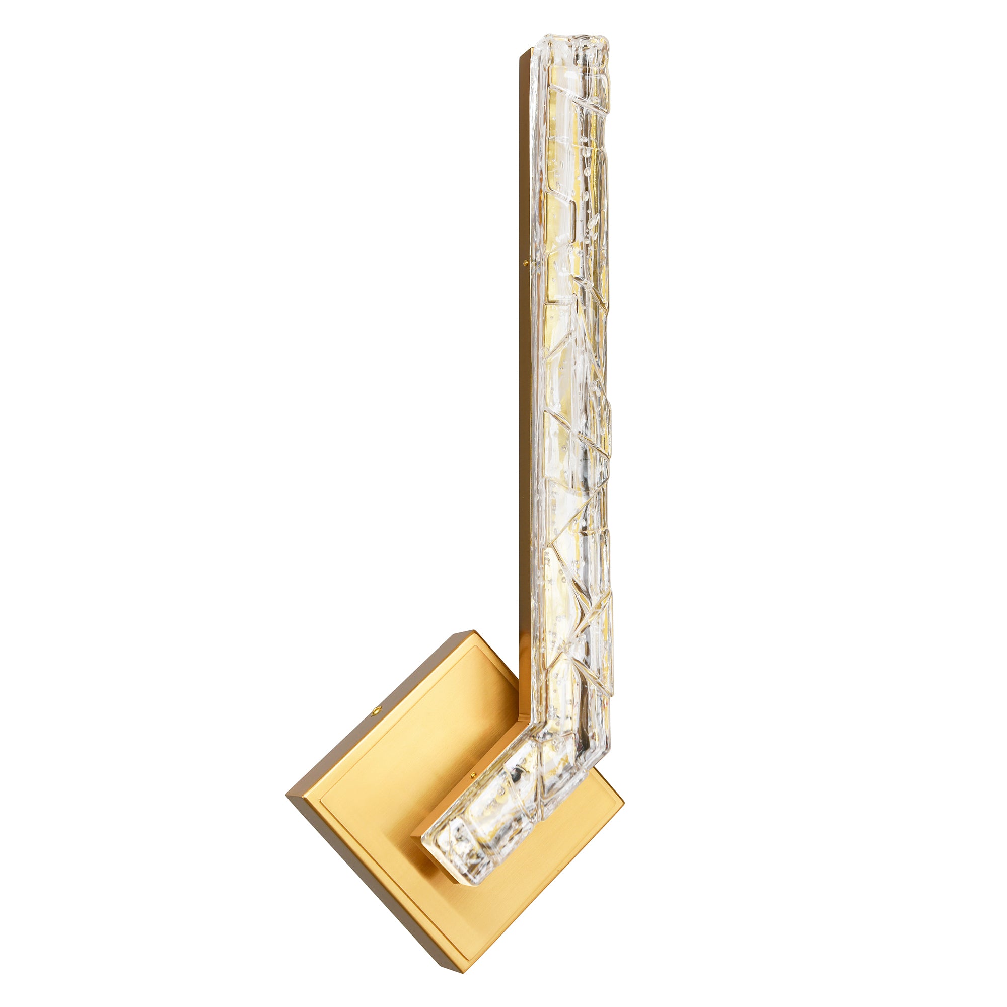 Contour Integrated LED 19in Brass Wall Light with Handcrafted Glass