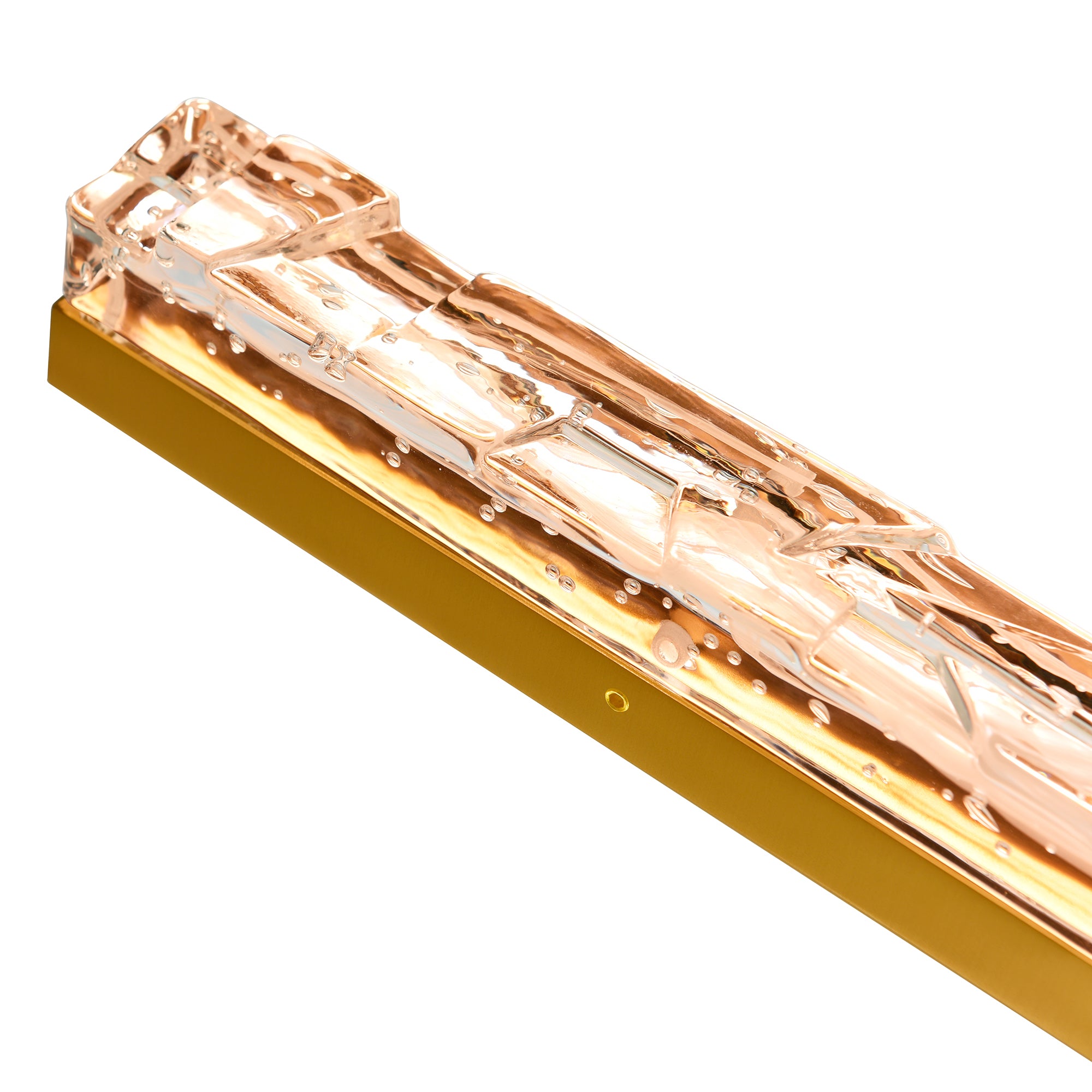 Contour Integrated LED 19in Brass Wall Light with Handcrafted Glass
