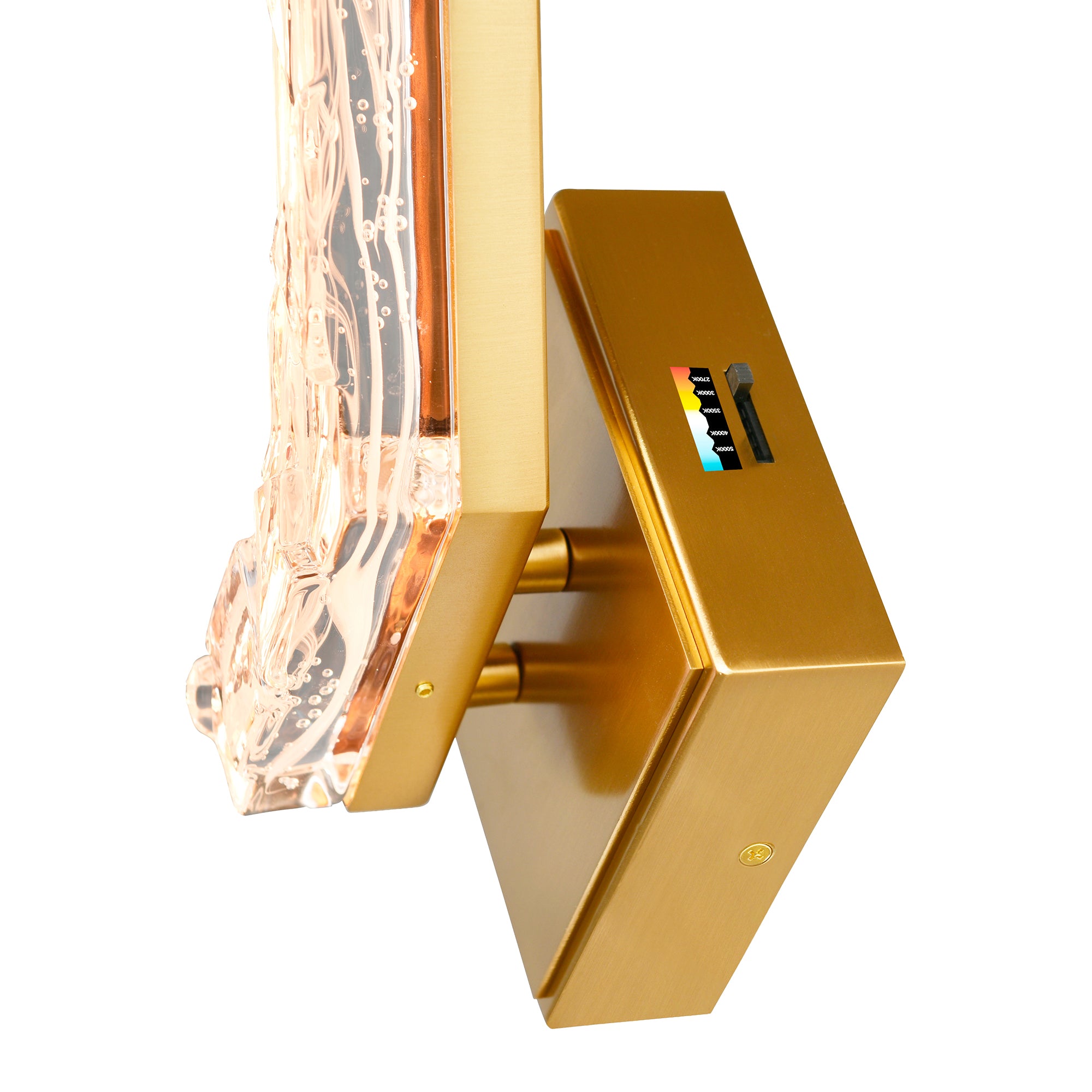 Contour Integrated LED 19in Brass Wall Light with Handcrafted Glass