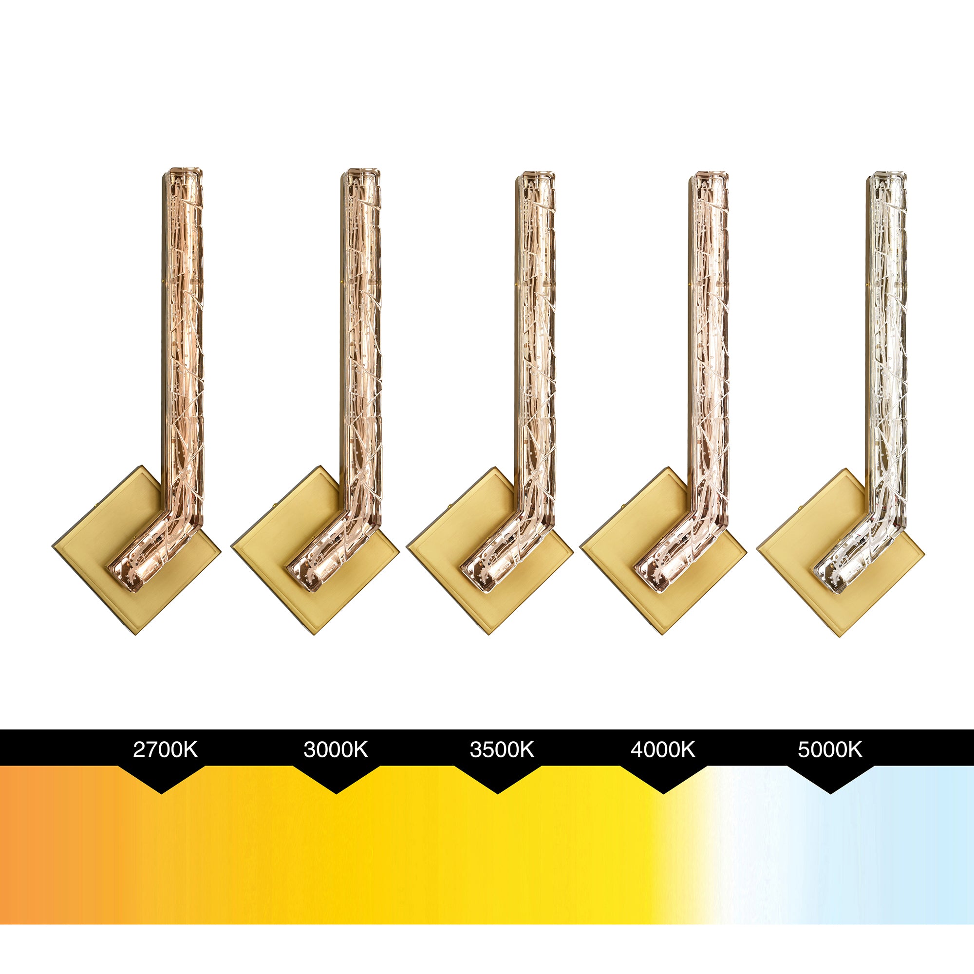 Contour Integrated LED 19in Brass Wall Light with Handcrafted Glass