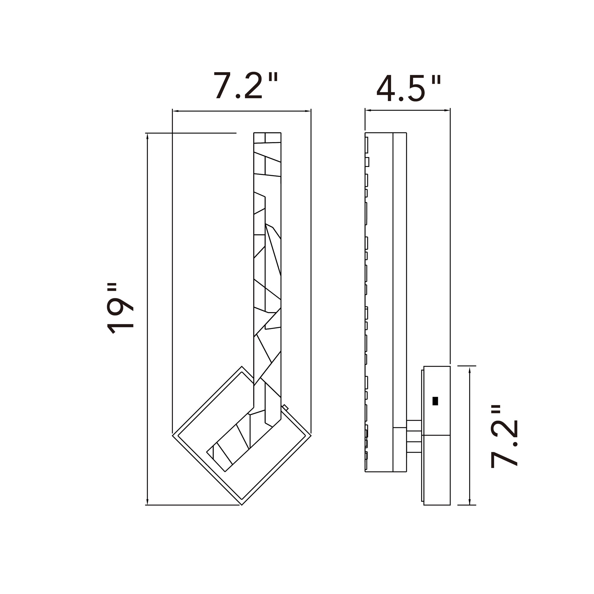 Contour Integrated LED 19in Brass Wall Light with Handcrafted Glass