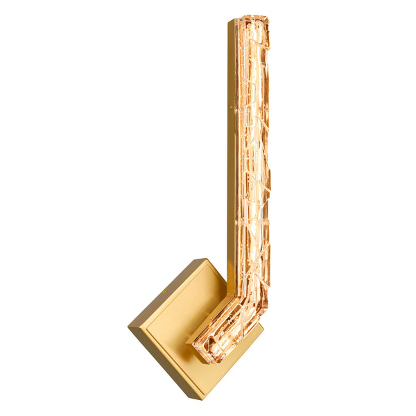 Contour Integrated LED 19in Brass Wall Light with Handcrafted Glass