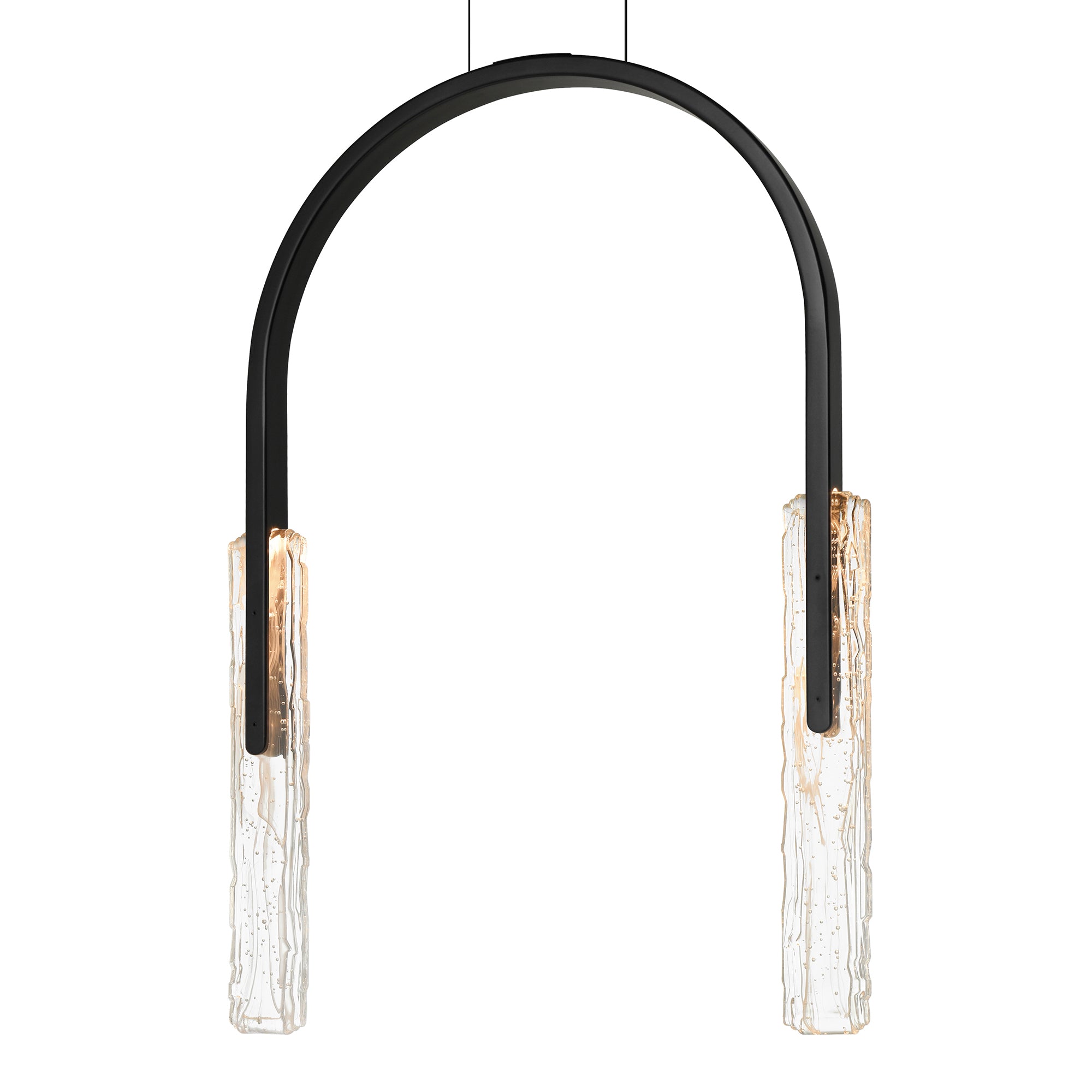 Curva Integrated LED 22in Black Chandelier with Handcrafted Glass