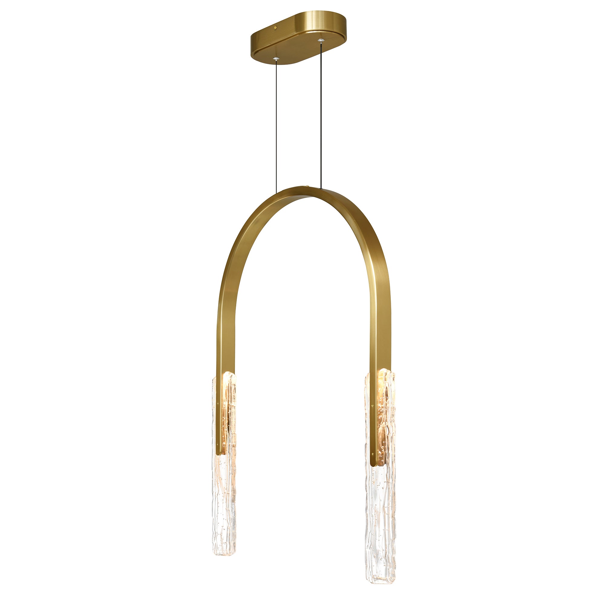 Curva Integrated LED 22in Brass Chandelier with Handcrafted Glass