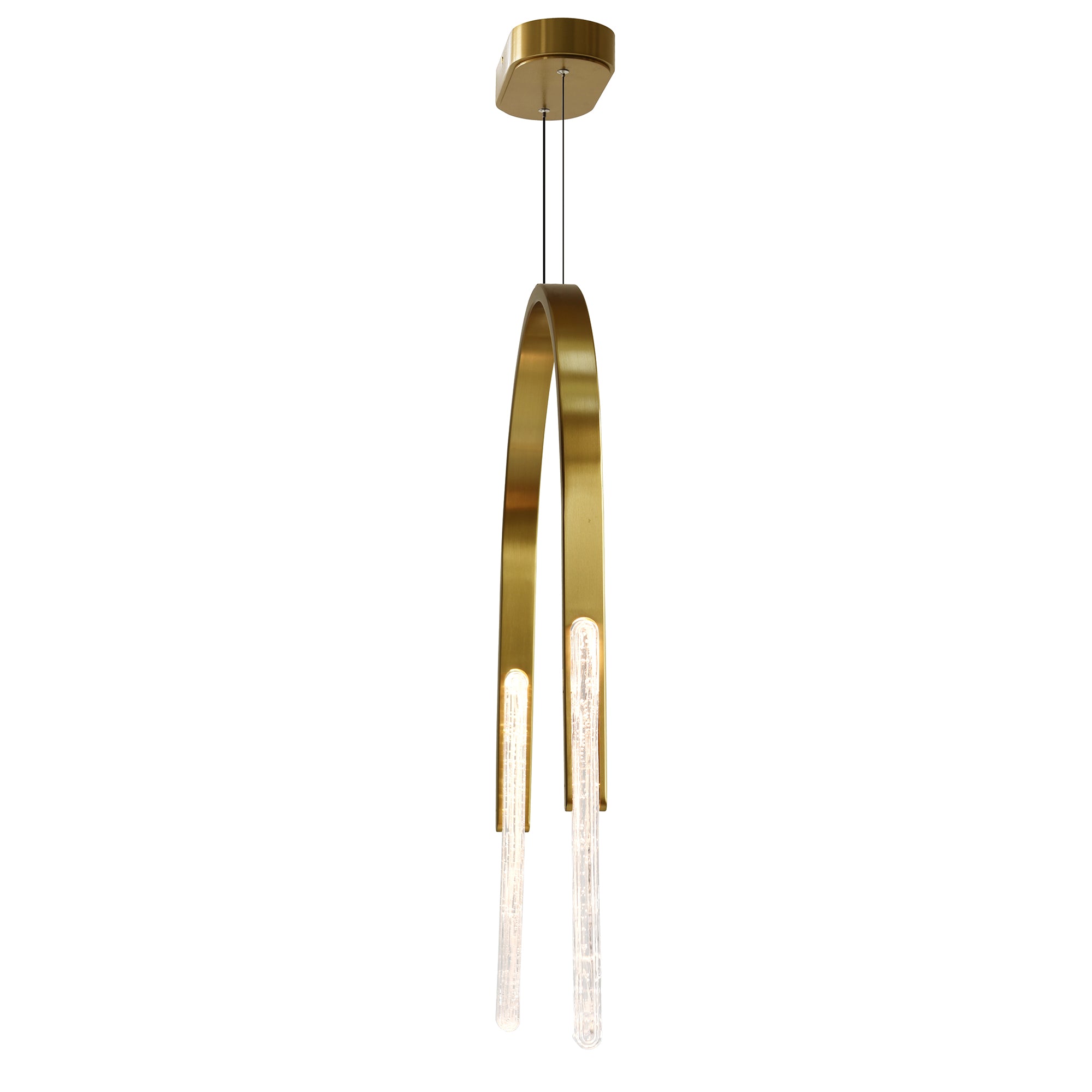 Curva Integrated LED 22in Brass Chandelier with Handcrafted Glass