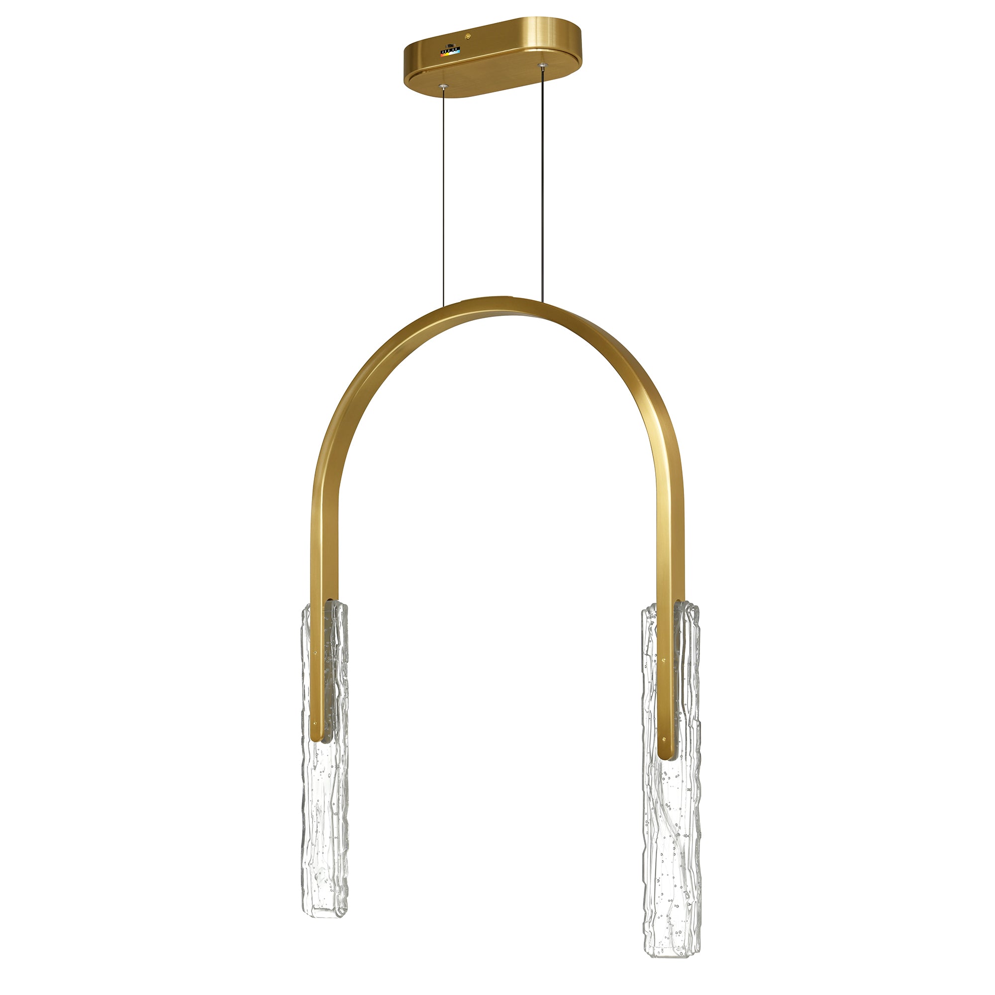 Curva Integrated LED 22in Brass Chandelier with Handcrafted Glass