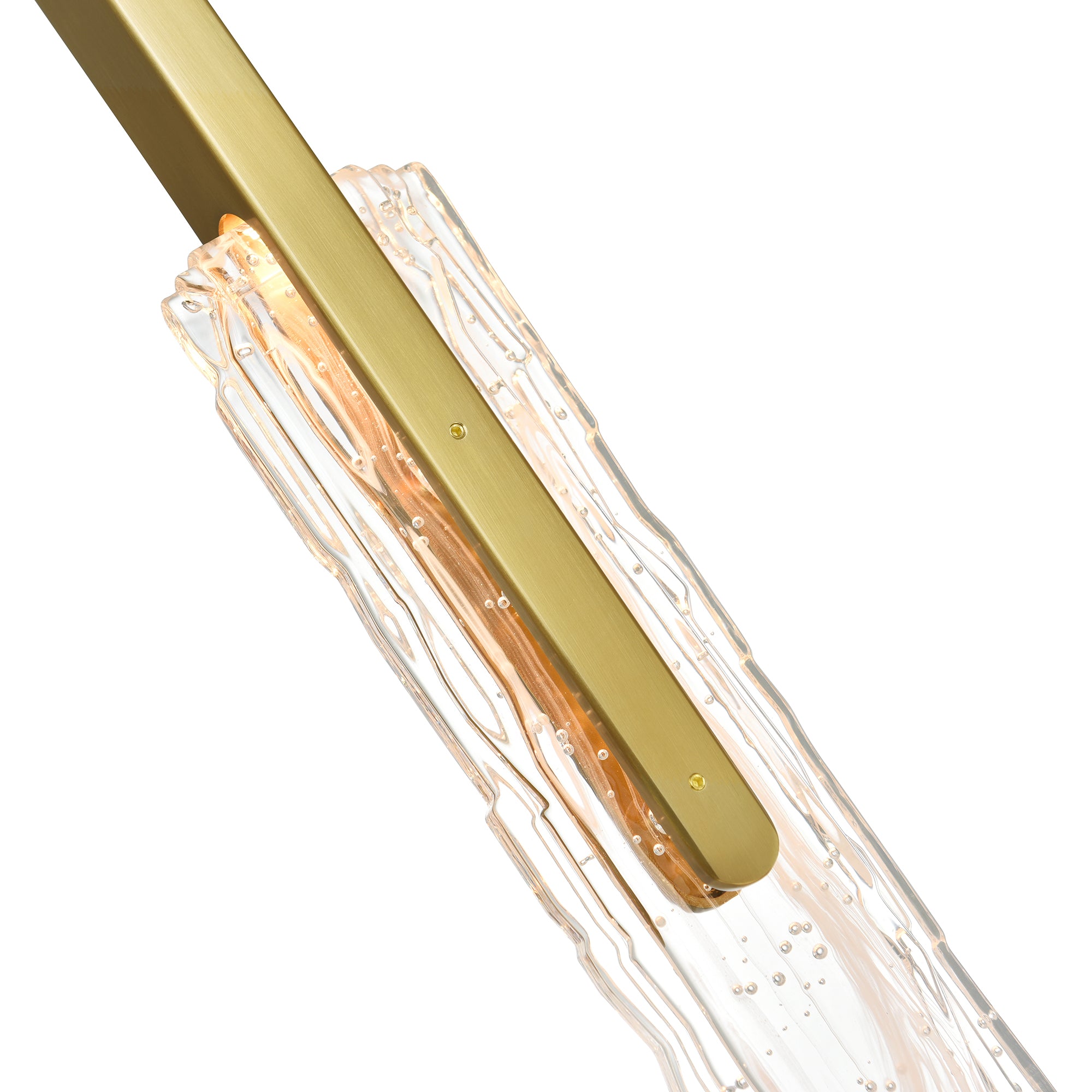 Curva Integrated LED 22in Brass Chandelier with Handcrafted Glass