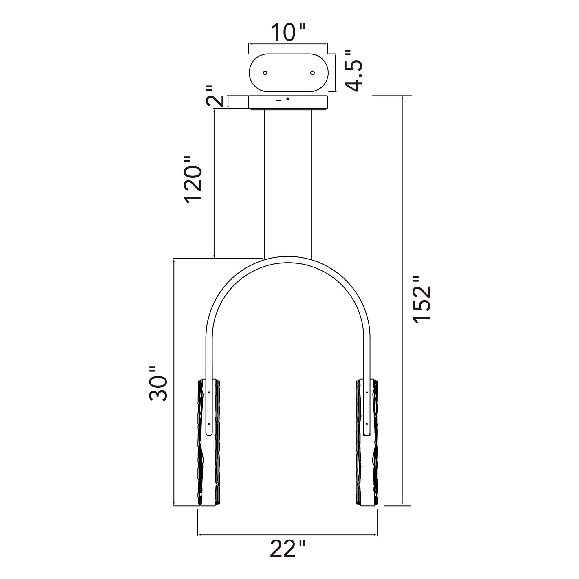 Curva Integrated LED 22in Brass Chandelier with Handcrafted Glass
