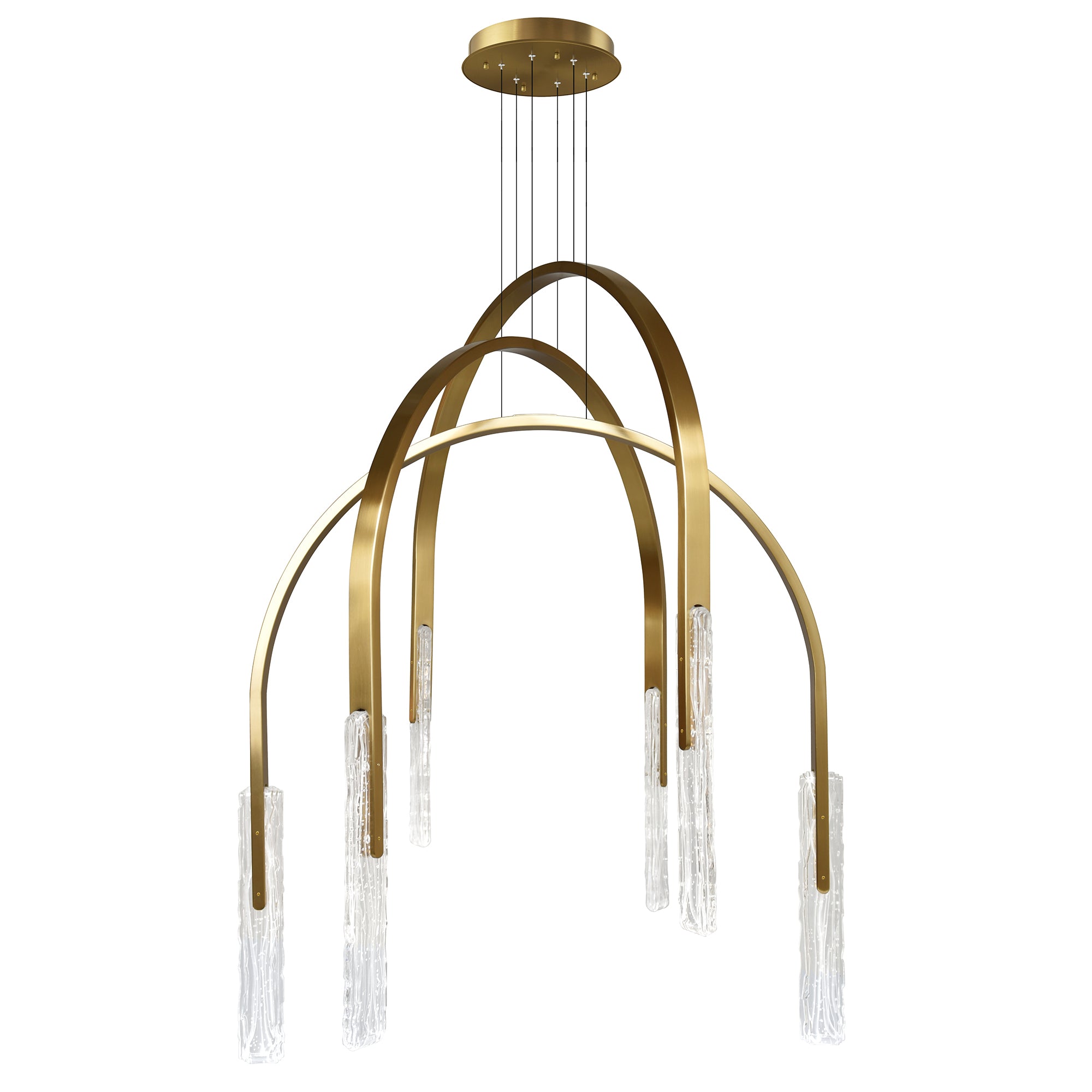 Curva Integrated LED 38in Brass Chandelier with Handcrafted Glass