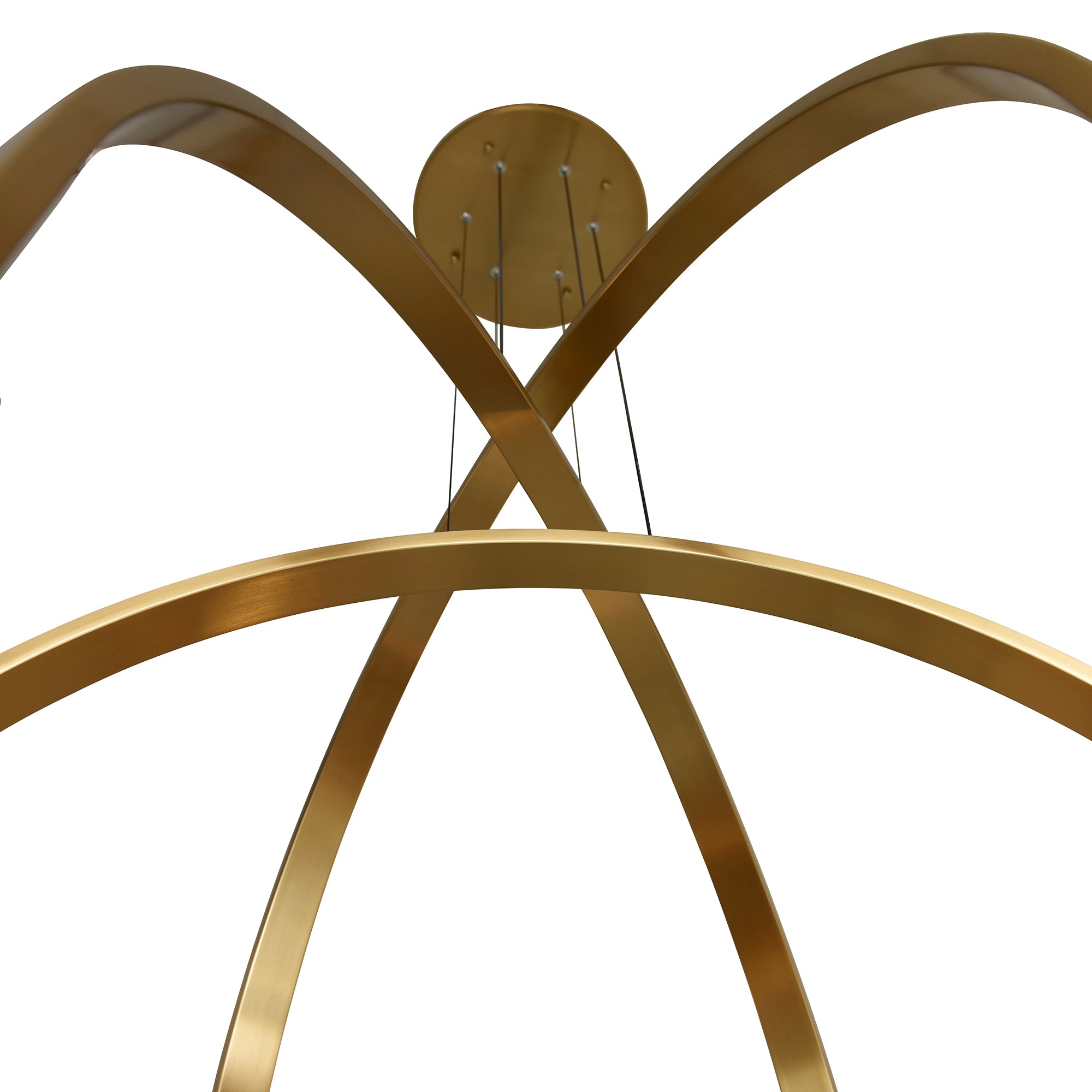 Curva Integrated LED 38in Brass Chandelier with Handcrafted Glass