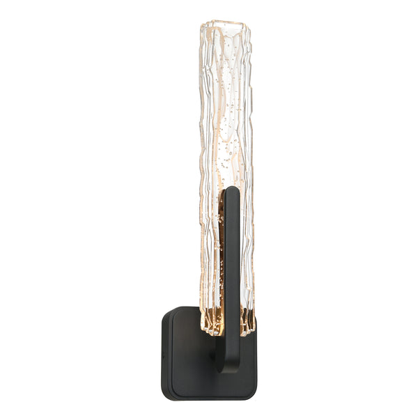 Curva Integrated LED 19in Sand Black Indoor-Outdoor Wall Light with Handcrafted Glass