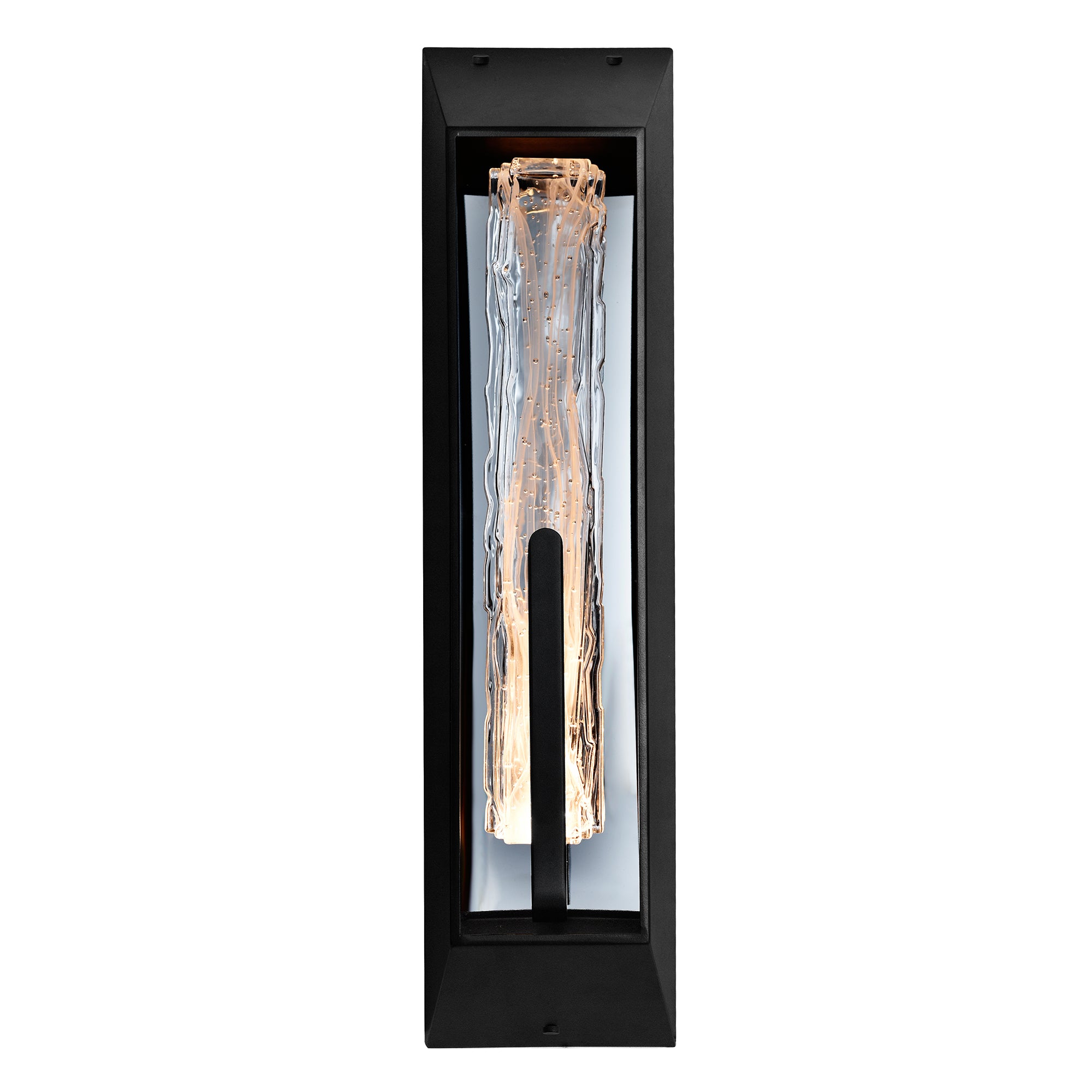 Curva Integrated LED 24in Sand Black Outdoor Wall Light with Handcrafted Glass