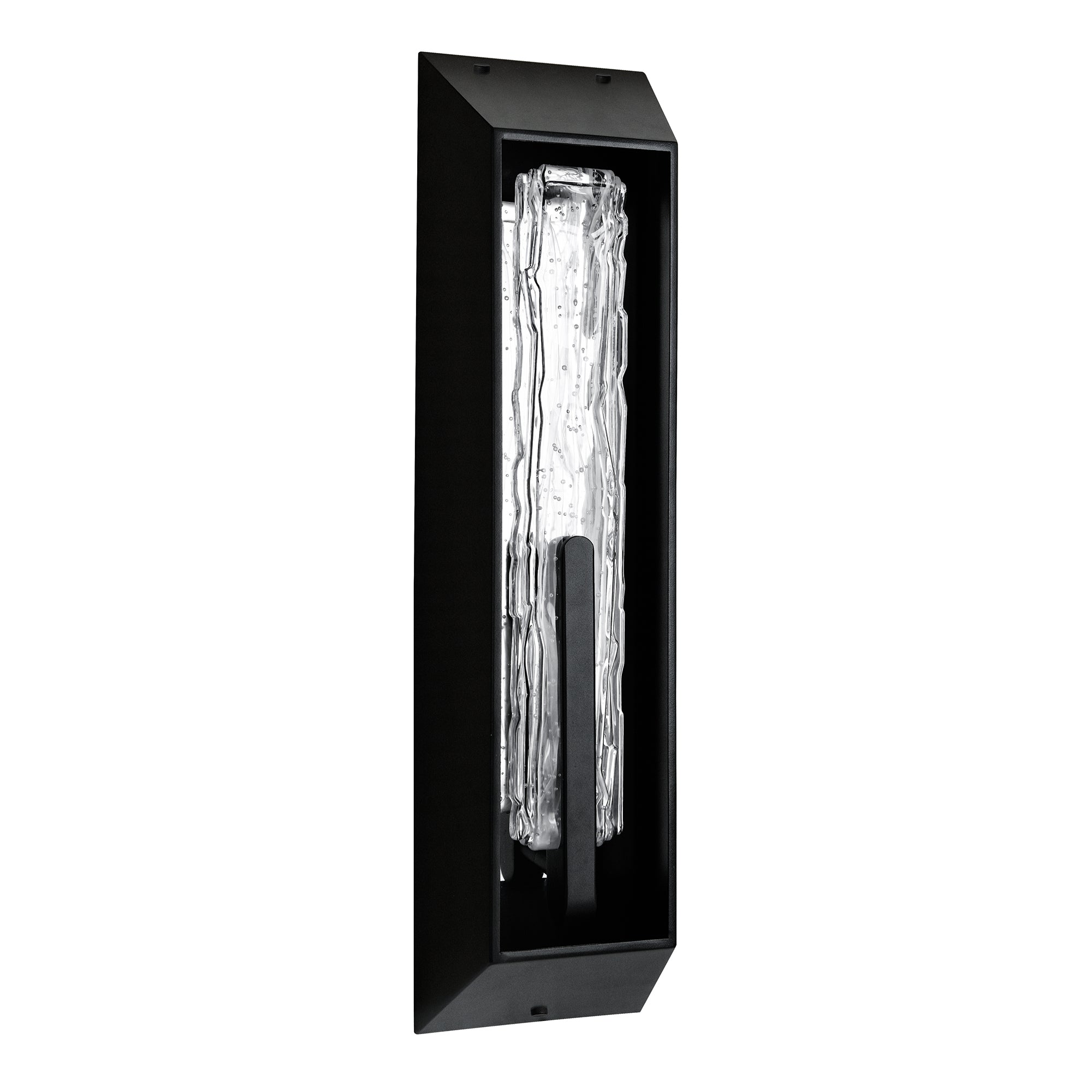 Curva Integrated LED 24in Sand Black Outdoor Wall Light with Handcrafted Glass