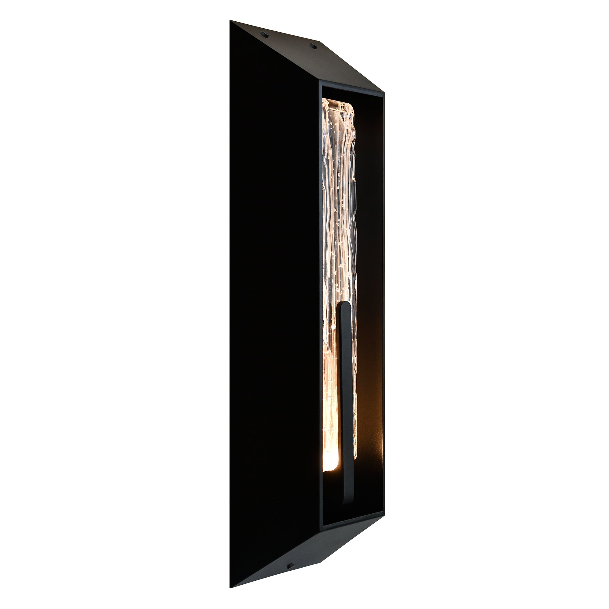 Curva Integrated LED 24in Sand Black Outdoor Wall Light with Handcrafted Glass