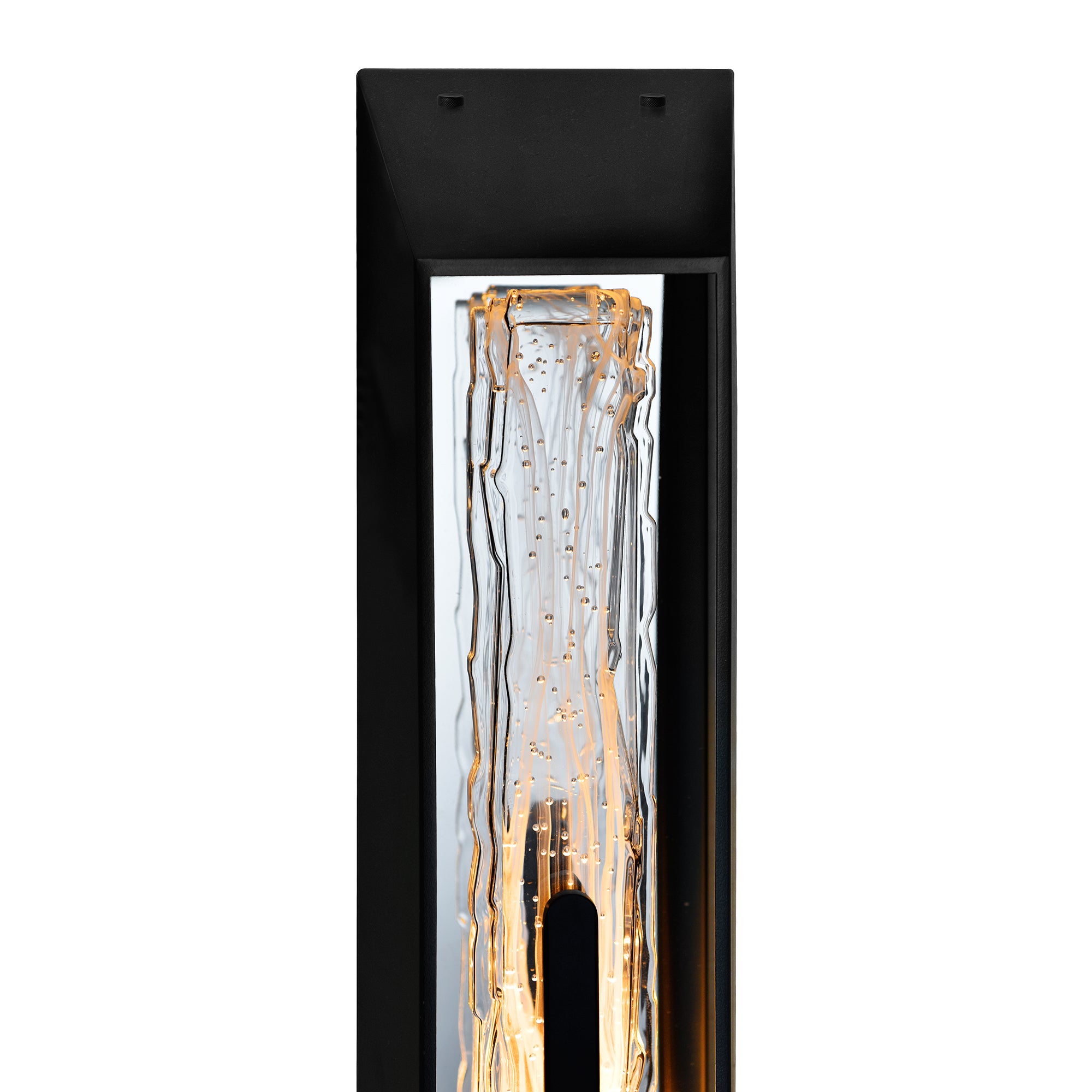 Curva Integrated LED 24in Sand Black Outdoor Wall Light with Handcrafted Glass