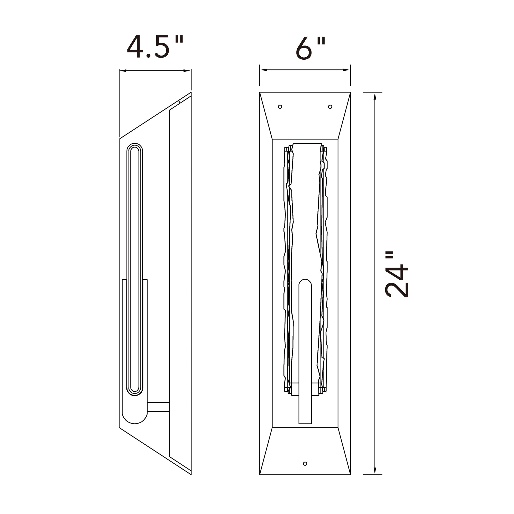 Curva Integrated LED 24in Sand Black Outdoor Wall Light with Handcrafted Glass