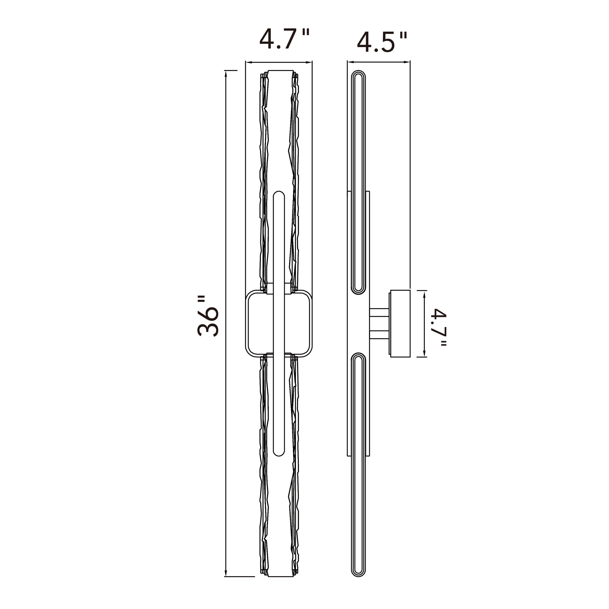 Curva Integrated LED 36in Sand Black Indoor-Outdoor Wall Light with Handcrafted Glass