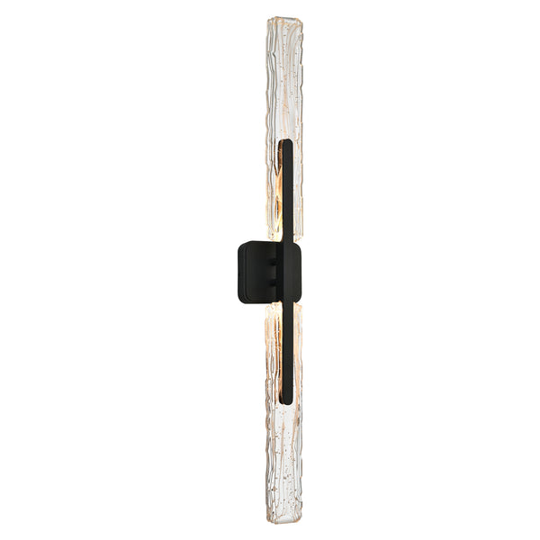 Curva Integrated LED 36in Sand Black Indoor-Outdoor Wall Light with Handcrafted Glass