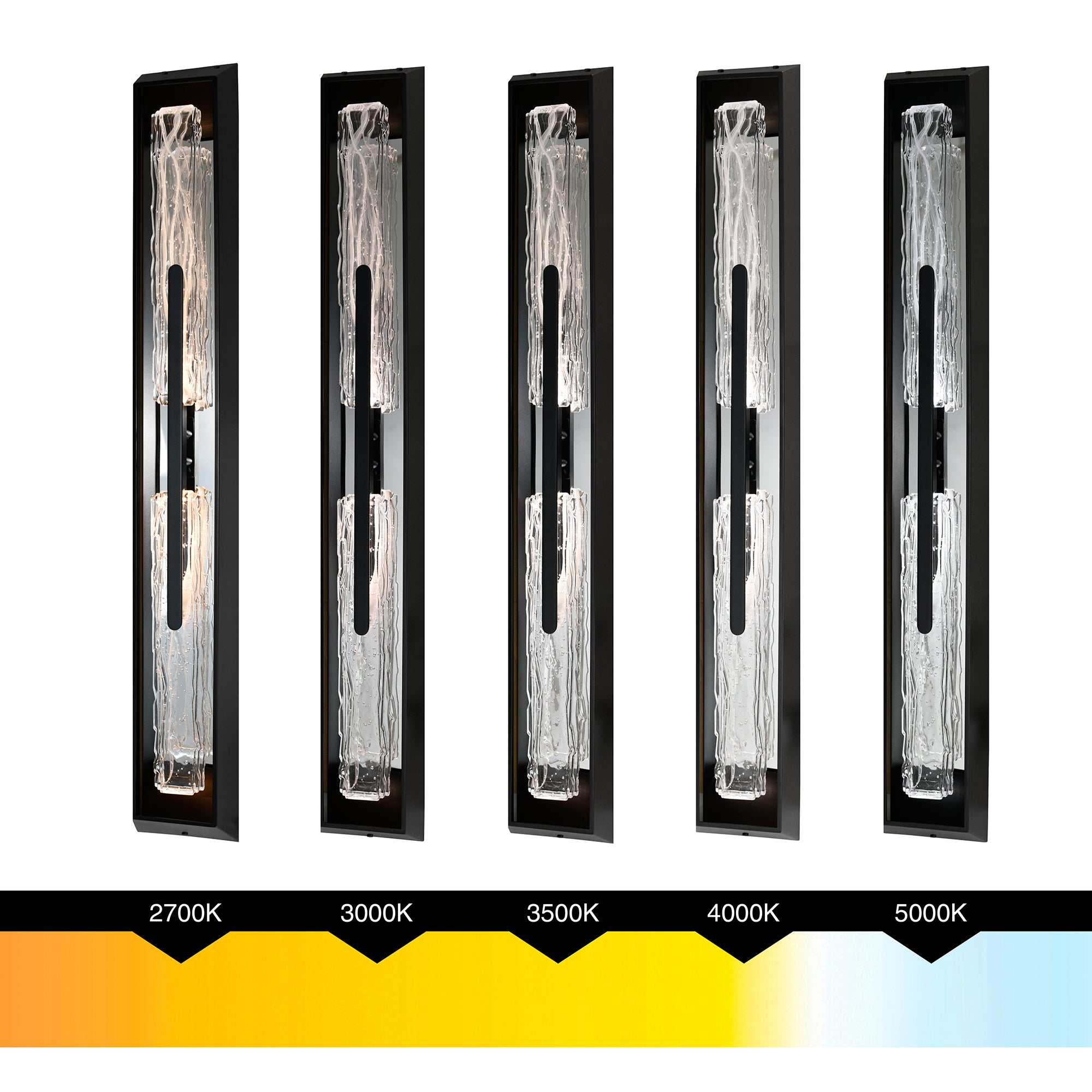 Curva Integrated LED 44in Sand Black Outdoor Wall Light with Handcrafted Glass