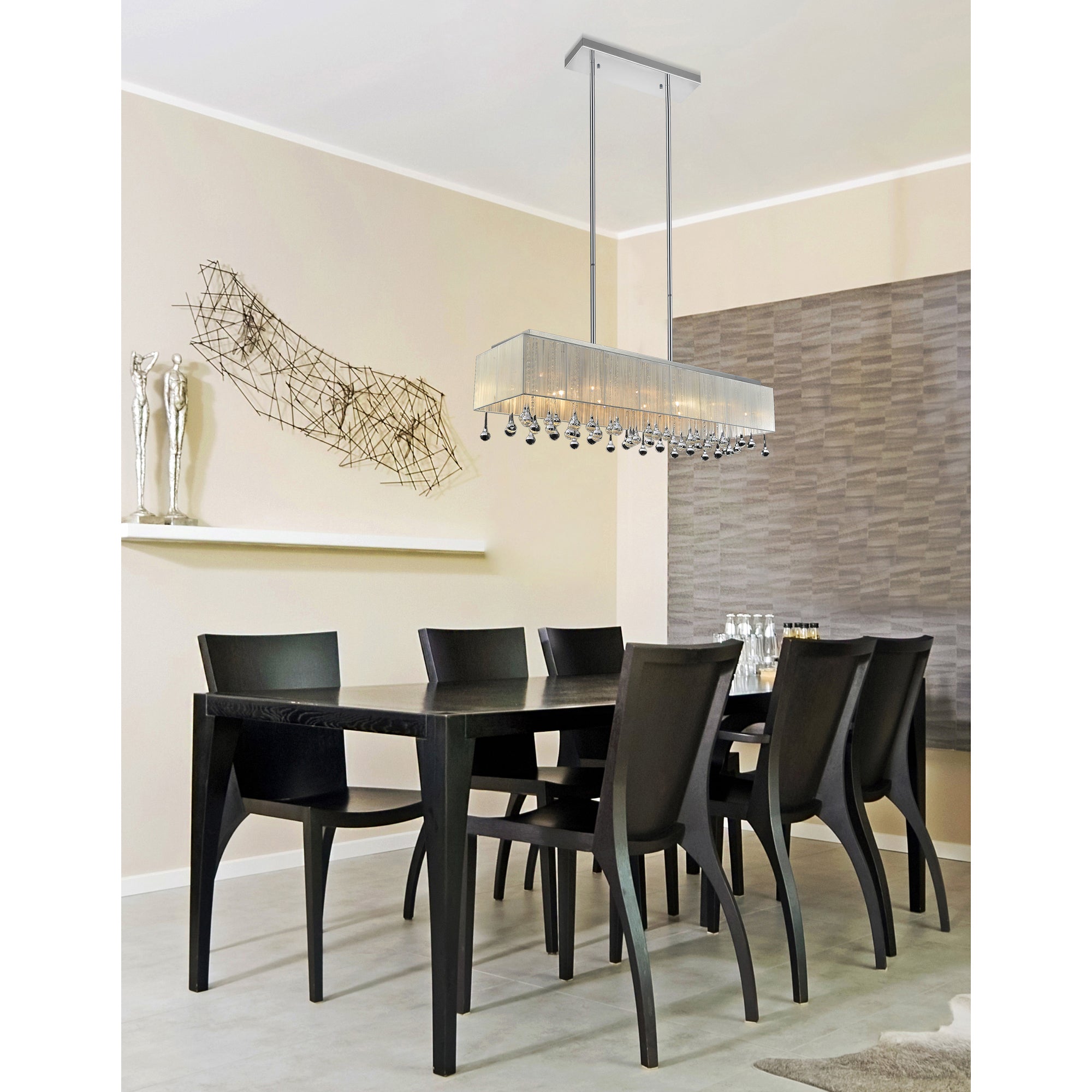 Water Drop 17 Light Drum Shade Chandelier With Chrome Finish